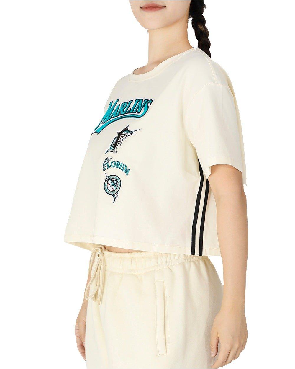 Pro Standard Women's Miami Marlins Retro Classic Boxy Tee - Eggshell - EGGSHELL Thumbnail View 4