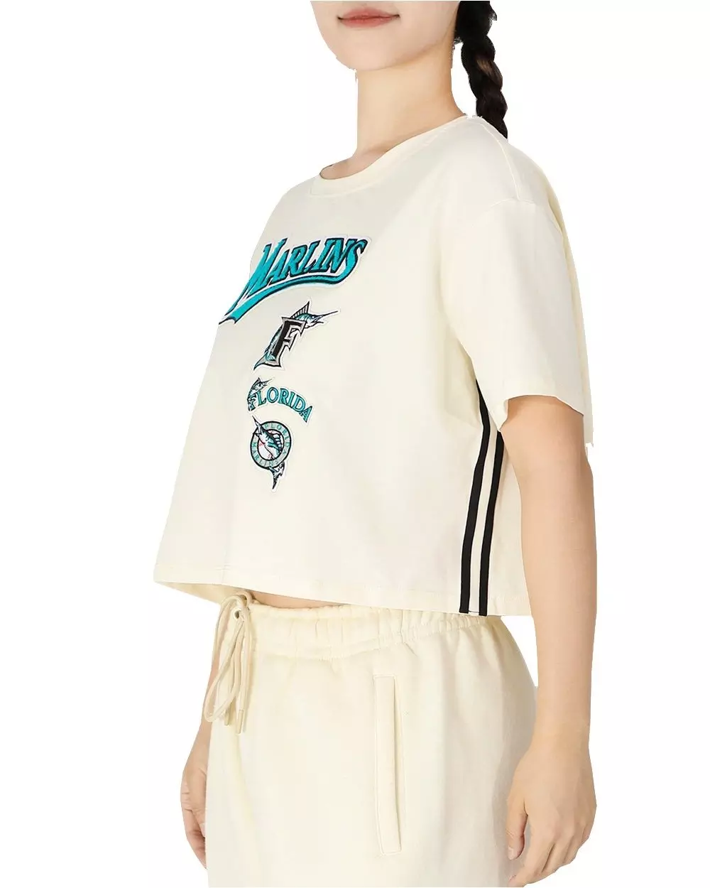 Pro Standard Women's Miami Marlins Retro Classic Boxy Tee - Eggshell - EGGSHELL
