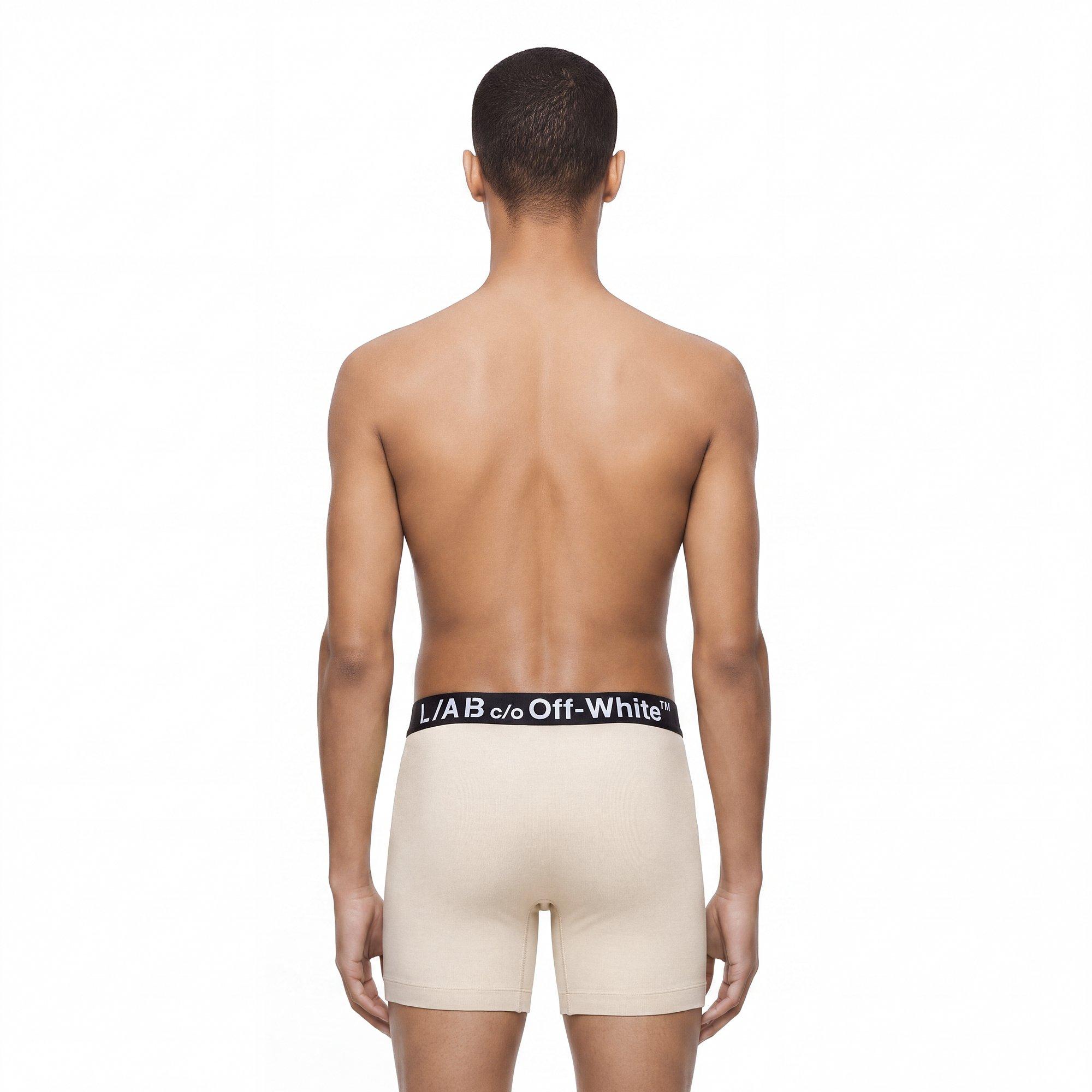 L/AB c/o Off-White Men's Horizontal Logo 6" Boxer Briefs With Fly (3 Pack) - Marshmallow/Birch/Grey - MARSHMALLOW/BIRCH/GREY