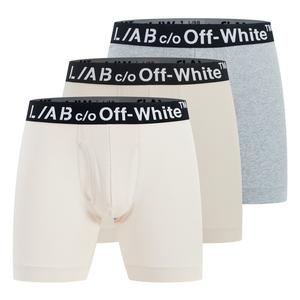 L/AB c/o Off-White Men's Horizontal Logo 6" Boxer Briefs With Fly (3 Pack) - Marshmallow/Birch/Grey - MARSHMALLOW/BIRCH/GREY