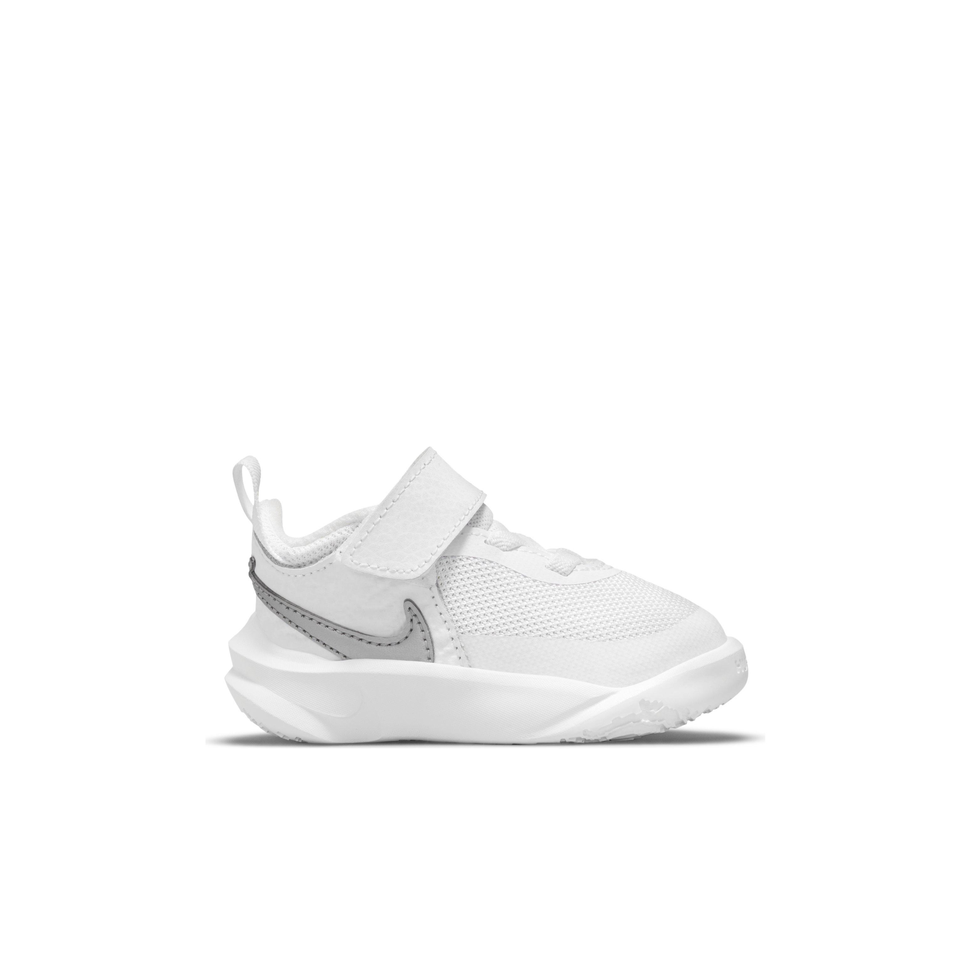 Nike Team Hustle D 10 "White/Metallic Silver/Volt/Photon Dust" Infant Boys' Basketball Shoe - WHITE Thumbnail View 1