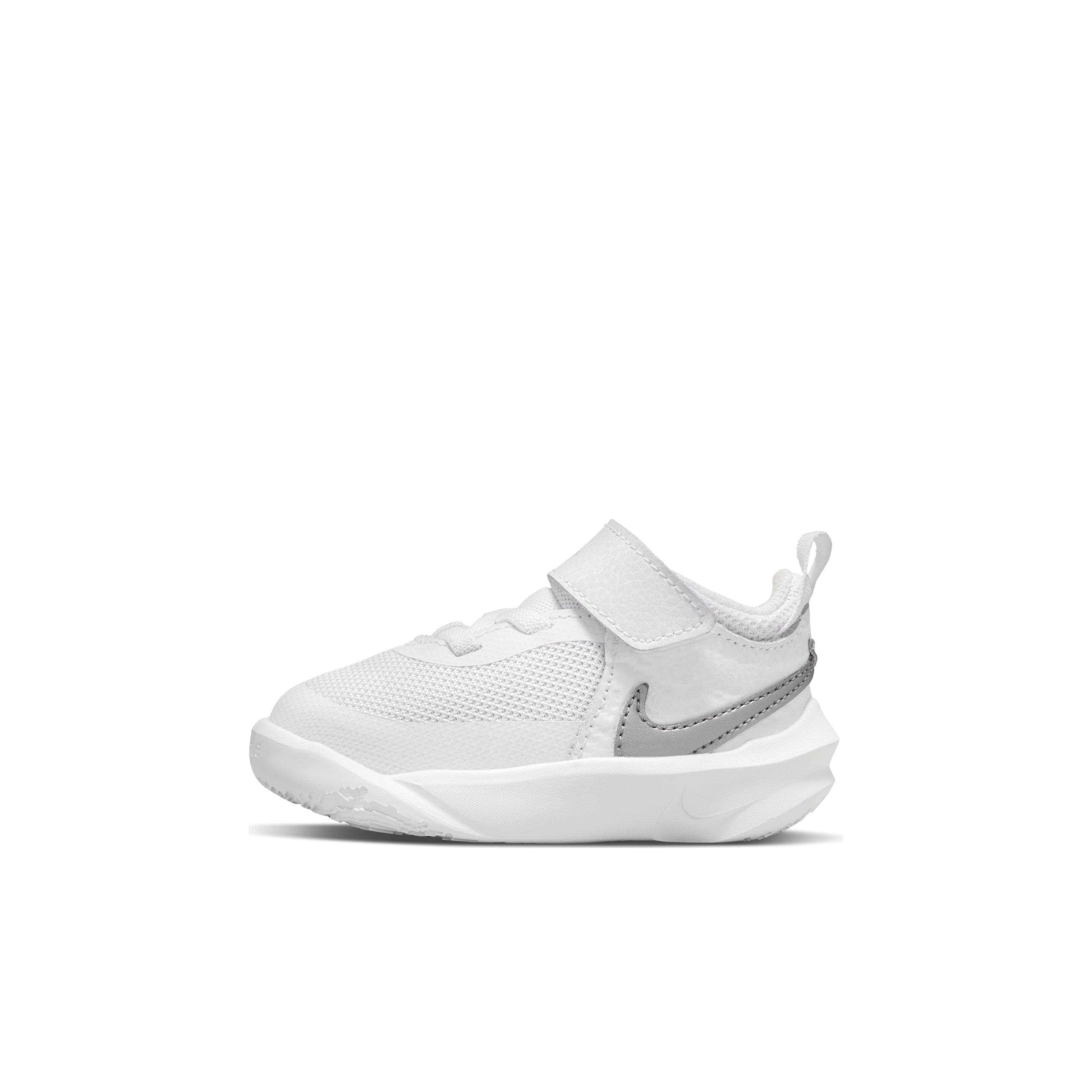 Nike Team Hustle D 10 "White/Metallic Silver/Volt/Photon Dust" Infant Boys' Basketball Shoe - WHITE Thumbnail View 2