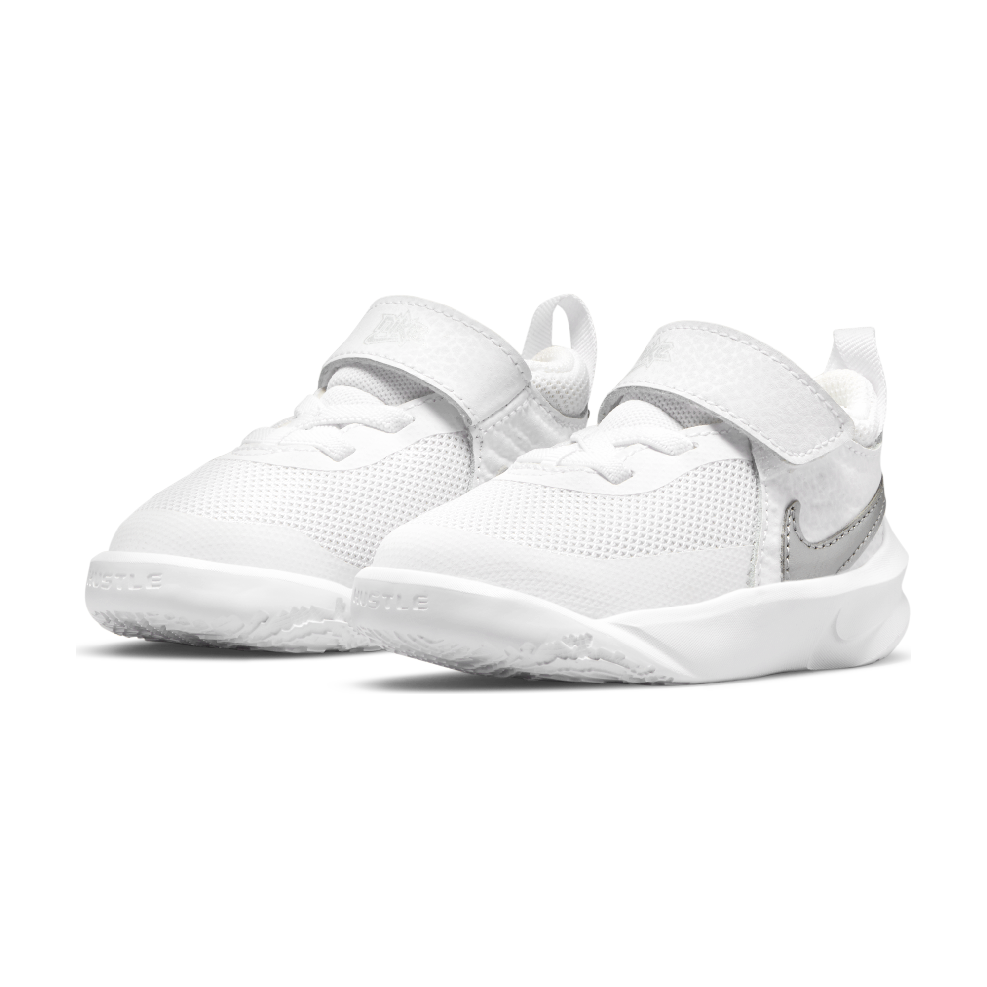 Nike Team Hustle D 10 "White/Metallic Silver/Volt/Photon Dust" Infant Boys' Basketball Shoe - WHITE Thumbnail View 5