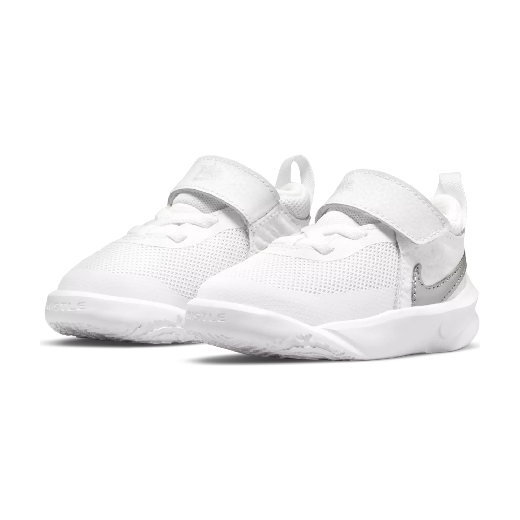 Nike Team Hustle D 10 "White/Metallic Silver/Volt/Photon Dust" Infant Boys' Basketball Shoe - WHITE