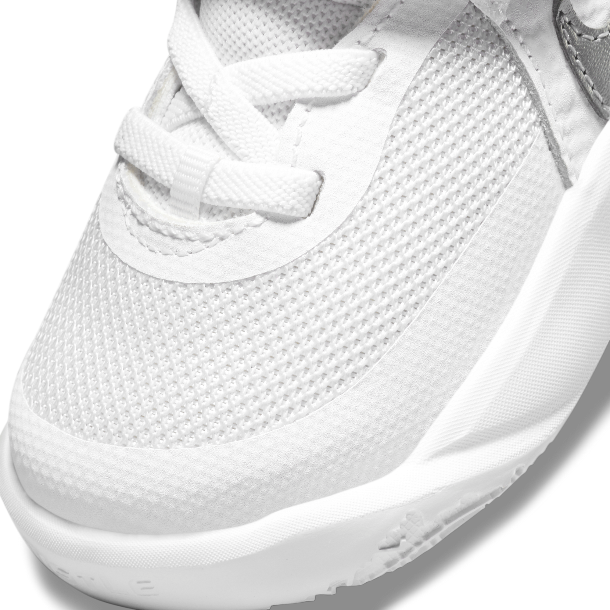 Nike Team Hustle D 10 "White/Metallic Silver/Volt/Photon Dust" Infant Boys' Basketball Shoe - WHITE Thumbnail View 9