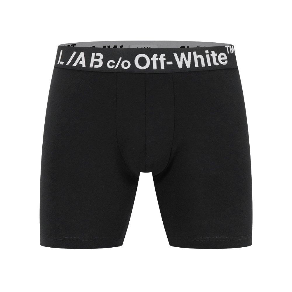L/AB c/o Off-White Men's Horizontal Big Logo 6" Boxer Brief (3 Pack) - Black - BLACK