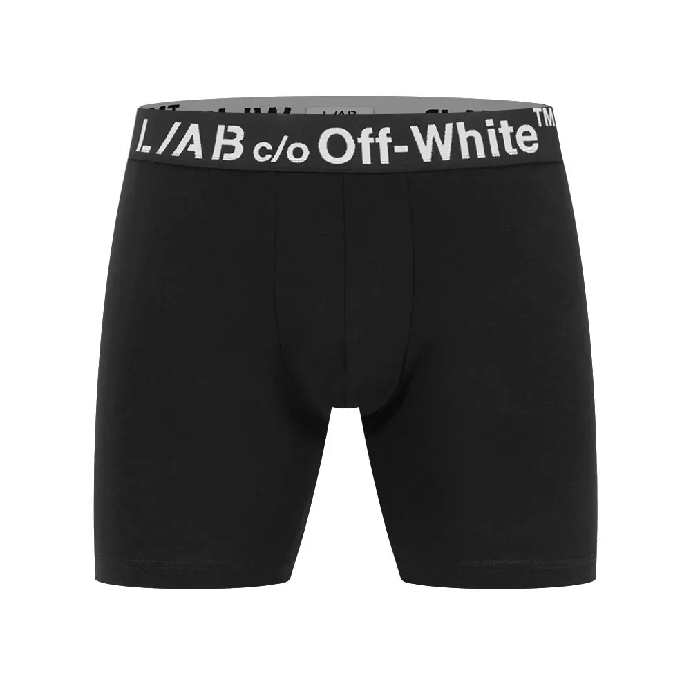 L/AB c/o Off-White Men's Horizontal Big Logo 6" Boxer Brief (3 Pack) - Black - BLACK
