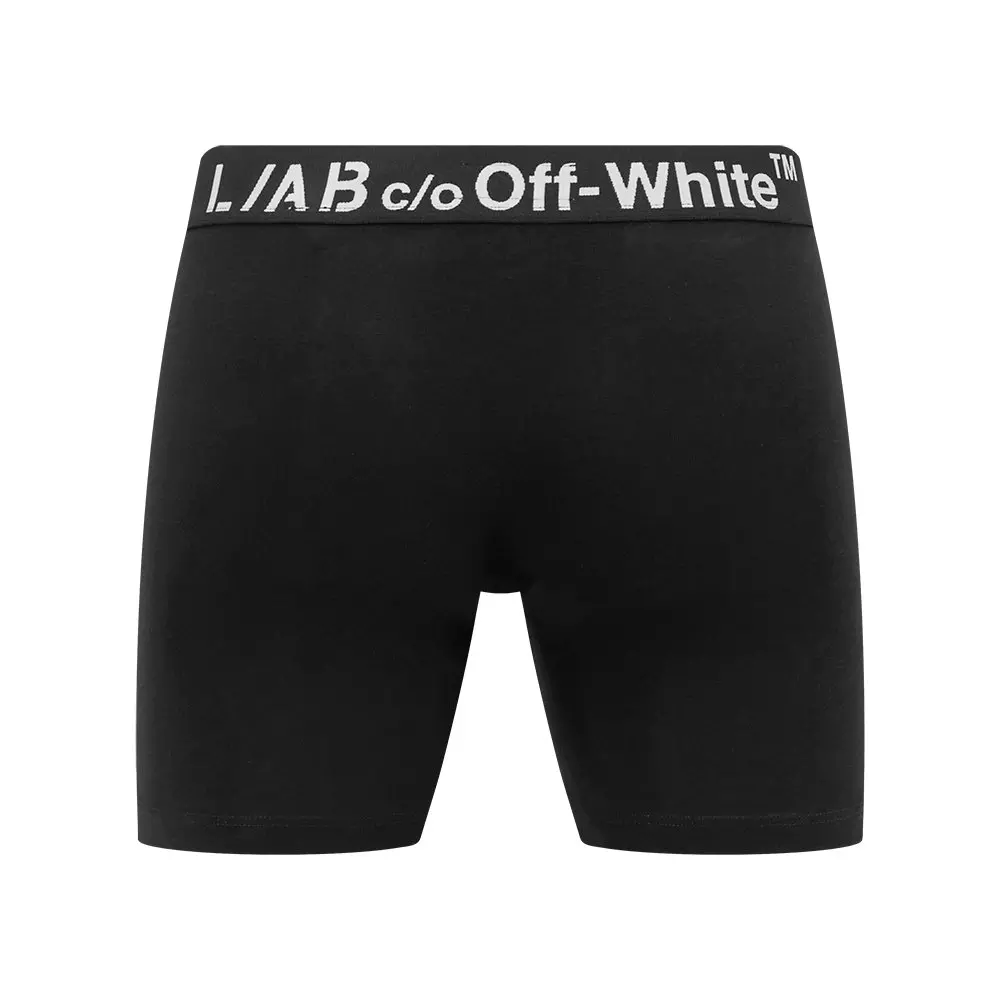 L/AB c/o Off-White Men's Horizontal Big Logo 6" Boxer Brief (3 Pack) - Black - BLACK