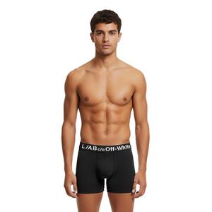 L/AB c/o Off-White Men's Horizontal Big Logo 6" Boxer Brief (3 Pack) - Black - BLACK