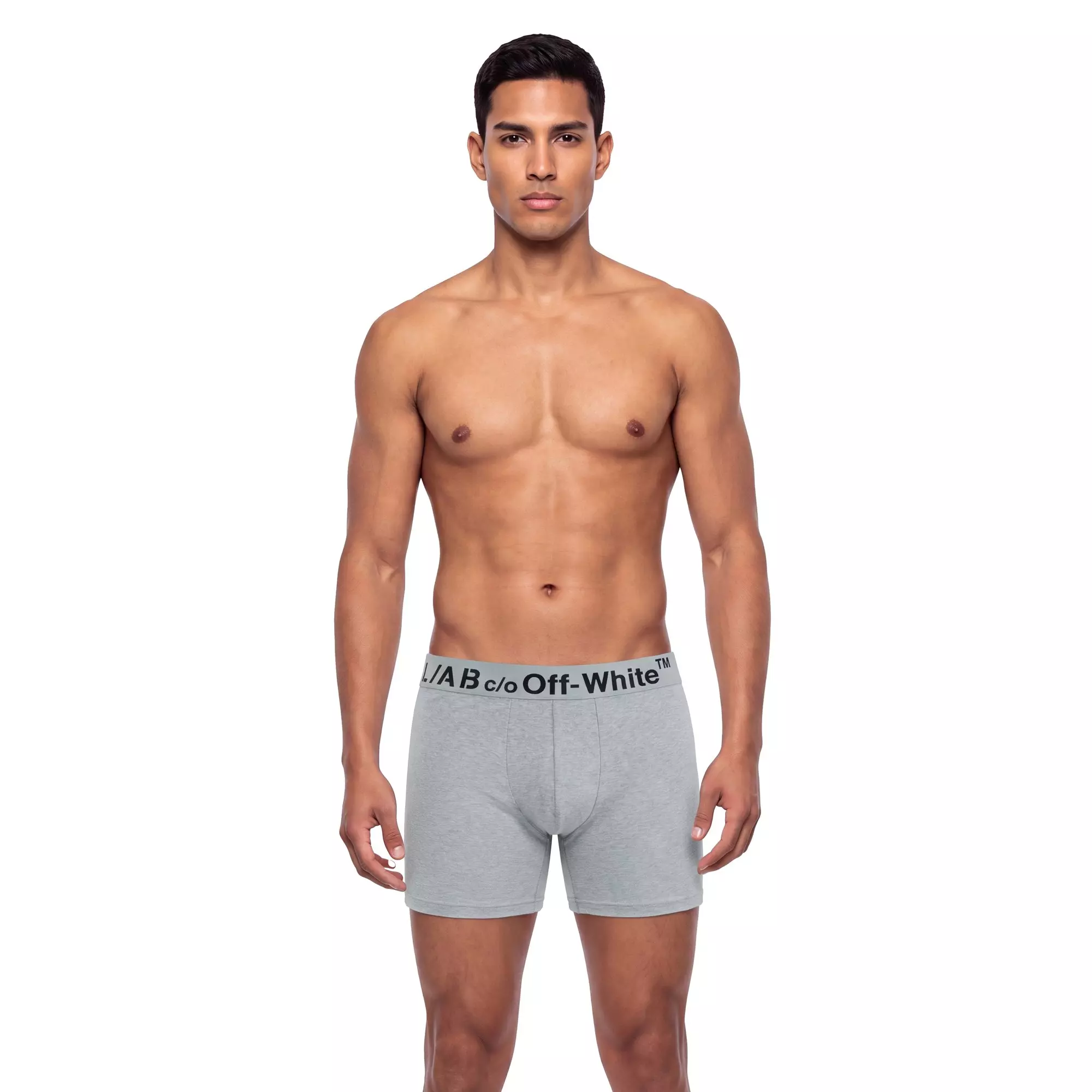 L/AB c/o Off-White Men's Horizontal Big Logo 6" Boxer Brief (3 Pack) - Black/White/Grey - BLACK/WHITE/GREY