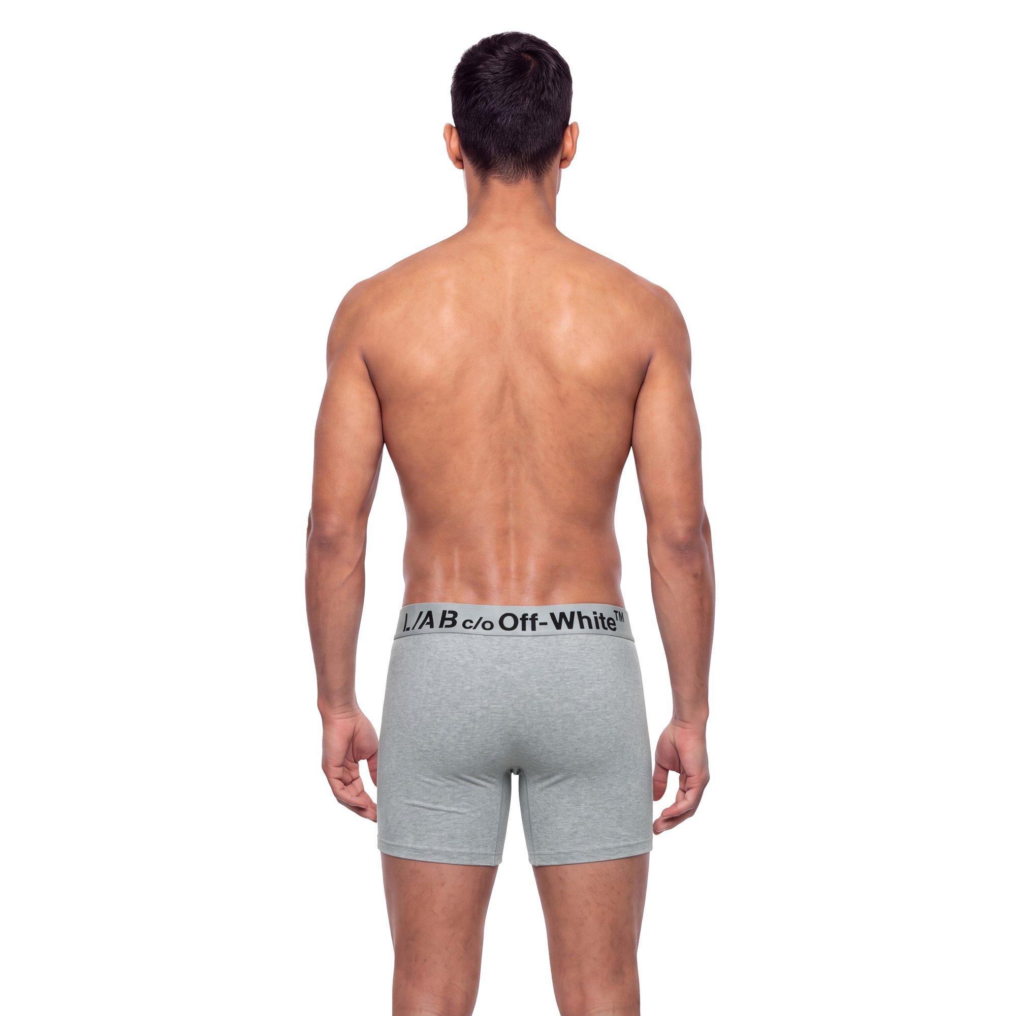 L/AB c/o Off-White Men's Horizontal Big Logo 6" Boxer Brief (3 Pack) - Black/White/Grey - BLACK/WHITE/GREY
