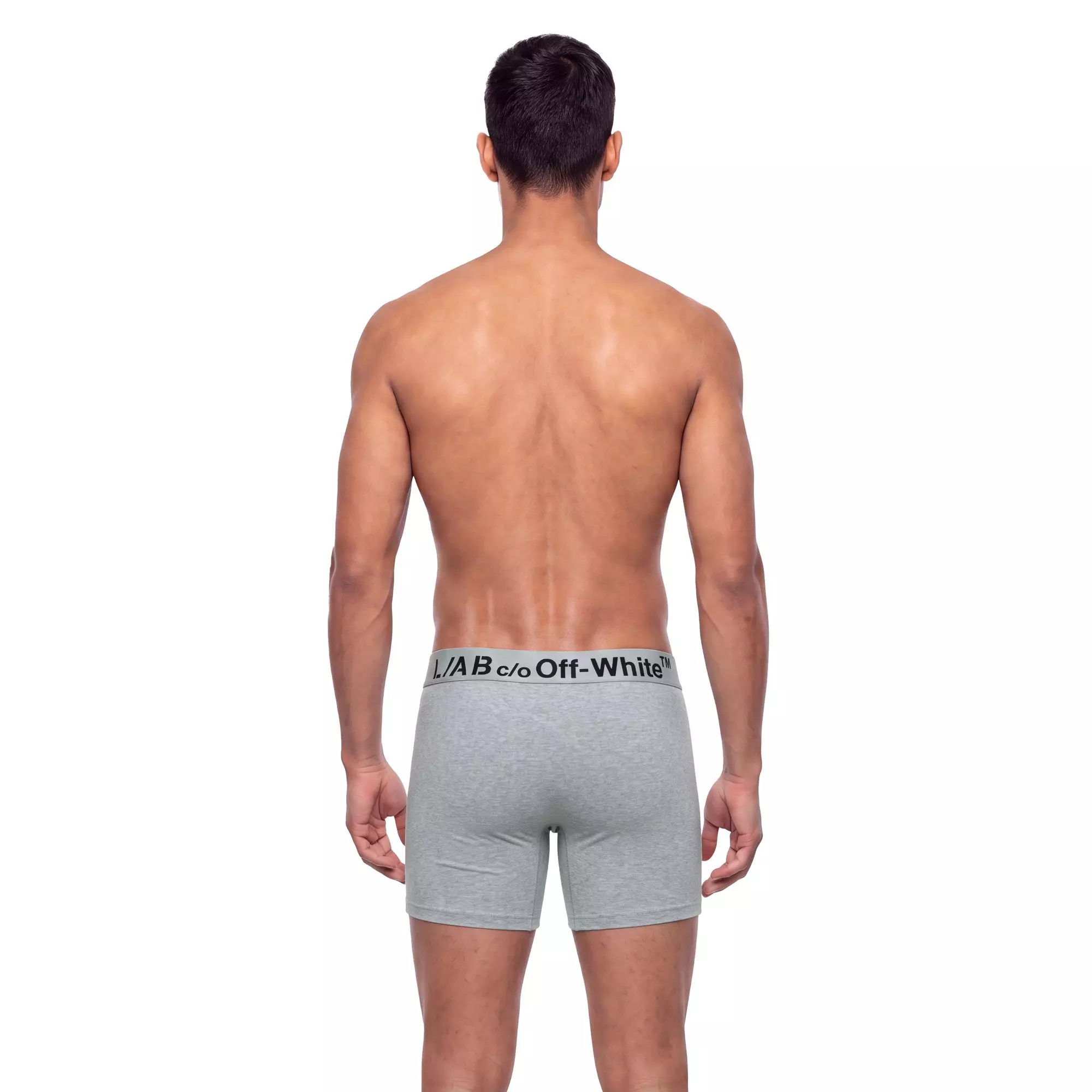 L/AB c/o Off-White Men's Horizontal Big Logo 6" Boxer Brief (3 Pack) - Black/White/Grey - BLACK/WHITE/GREY