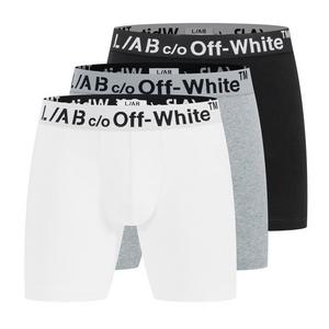 L/AB c/o Off-White Men's Horizontal Big Logo 6" Boxer Brief (3 Pack) - Black/White/Grey - BLACK/WHITE/GREY