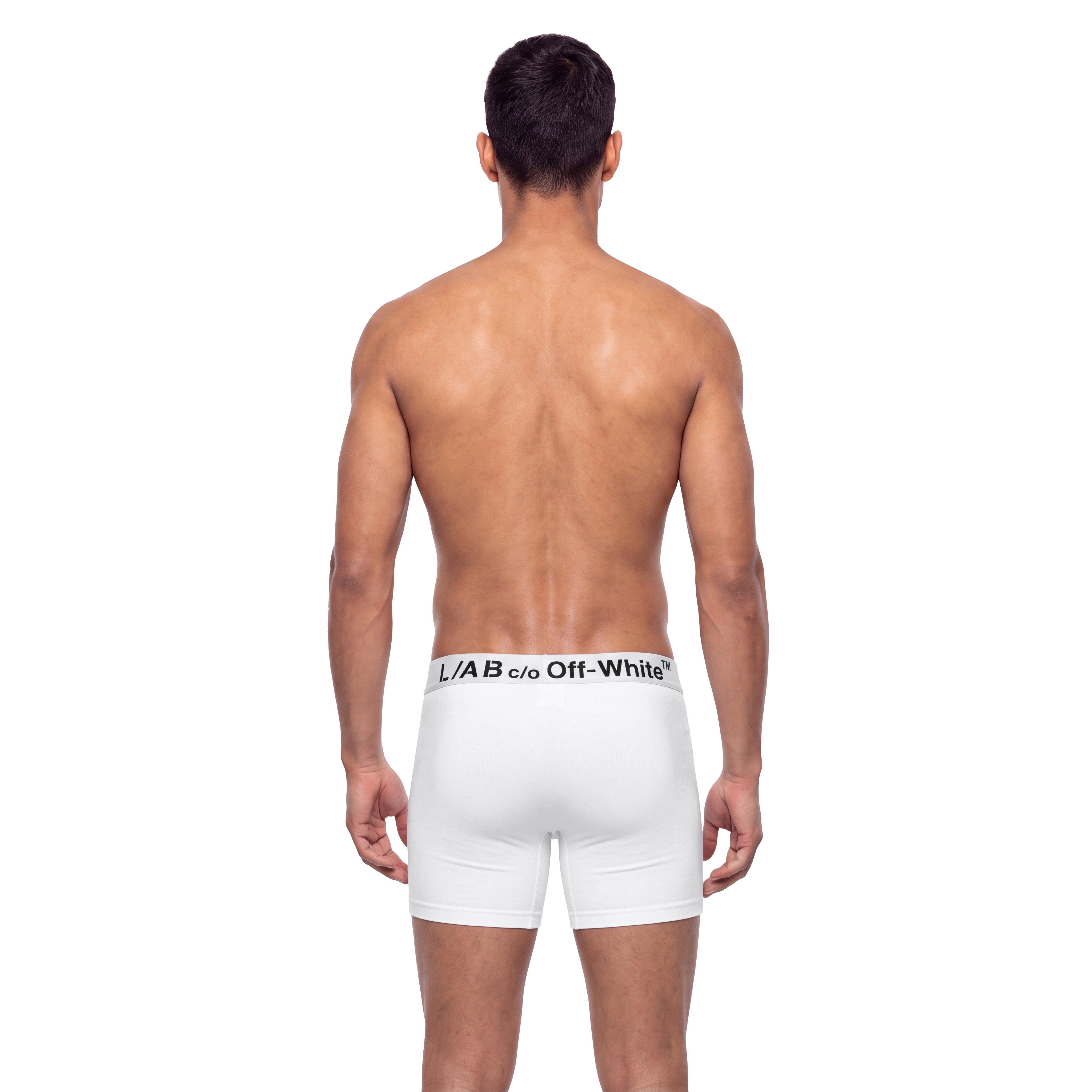 L/AB c/o Off-White Men's Horizontal Big Logo 6" Boxer Brief (3 Pack) - White - WHITE