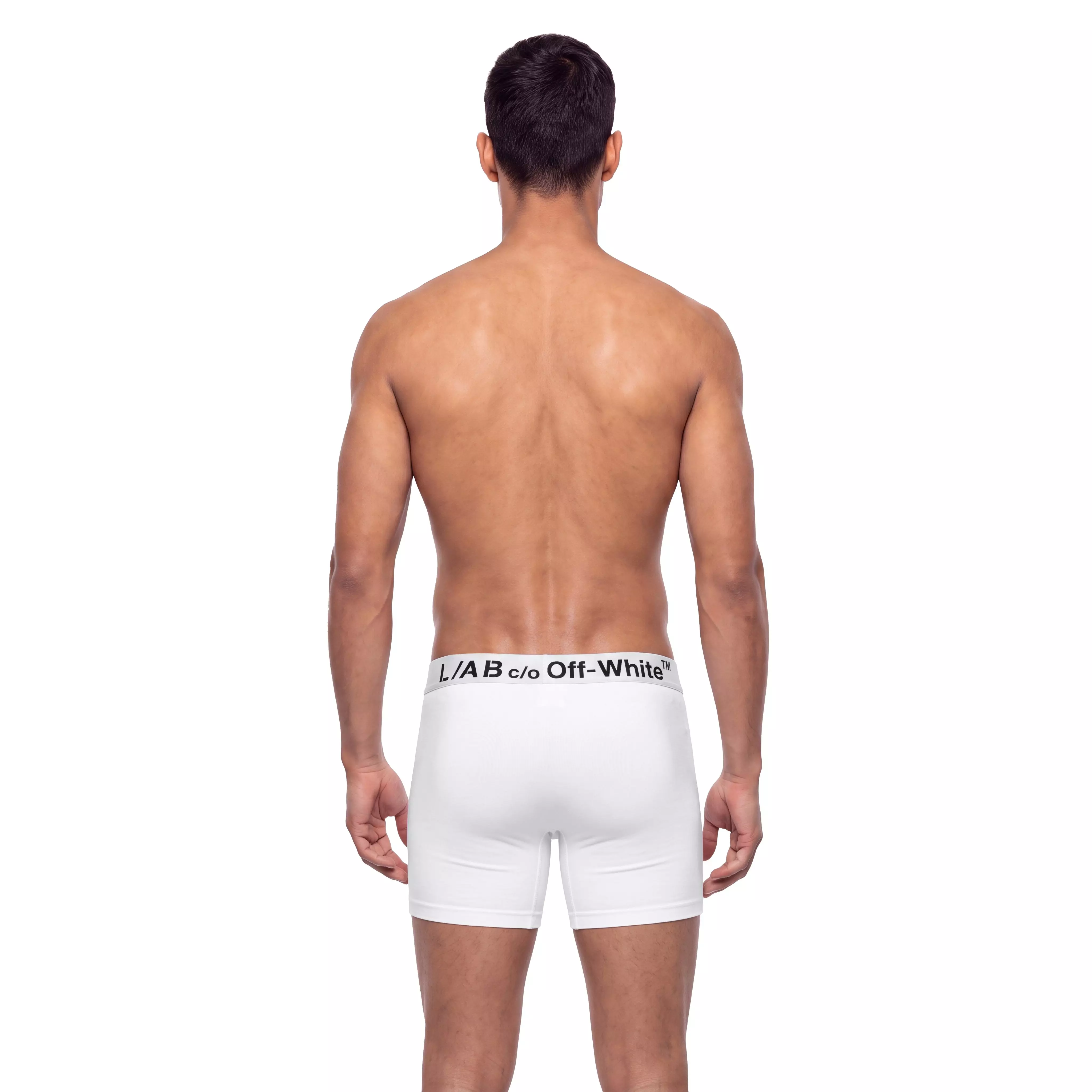 L/AB c/o Off-White Men's Horizontal Big Logo 6" Boxer Brief (3 Pack) - White - WHITE