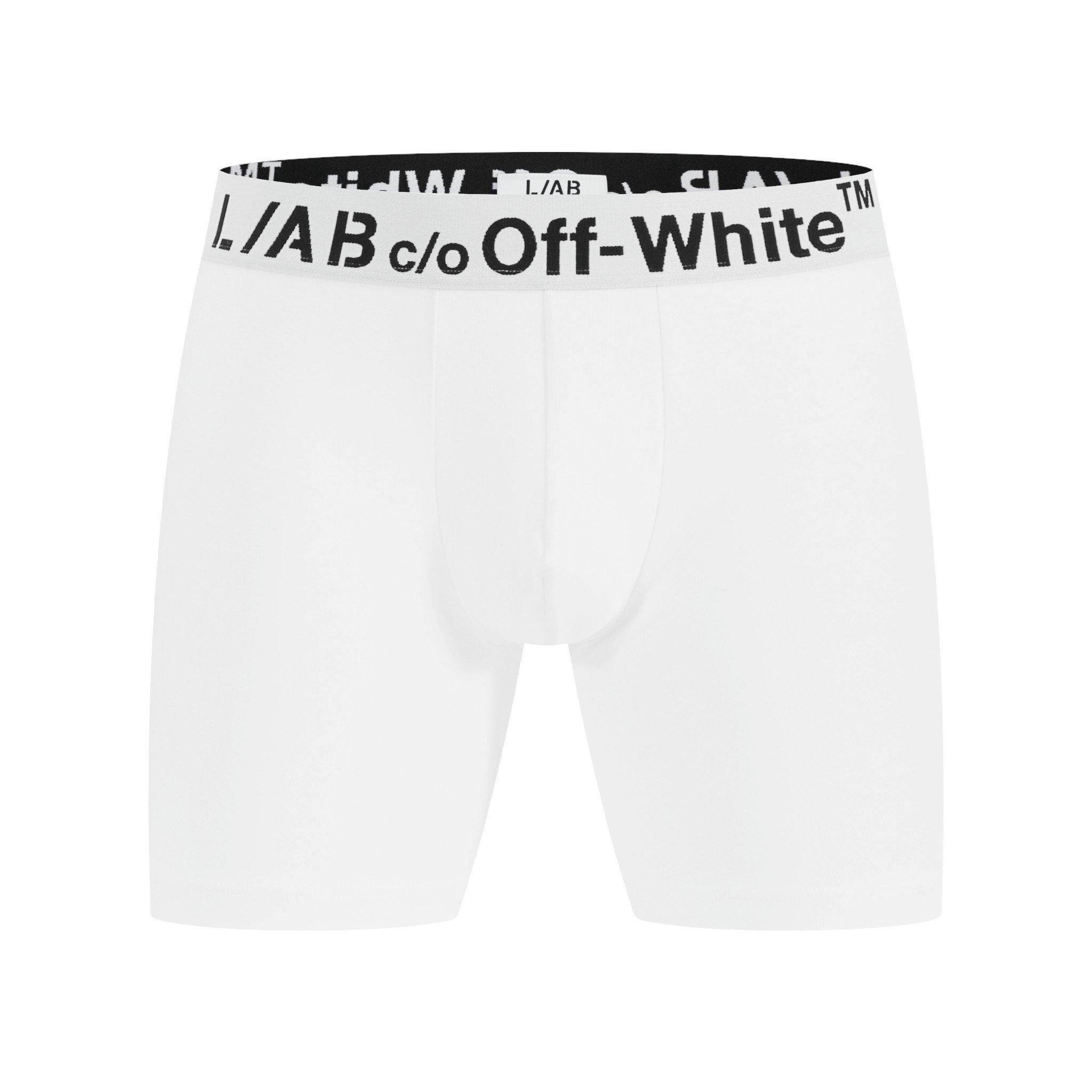 L/AB c/o Off-White Men's Horizontal Big Logo 6" Boxer Brief (3 Pack) - White - WHITE