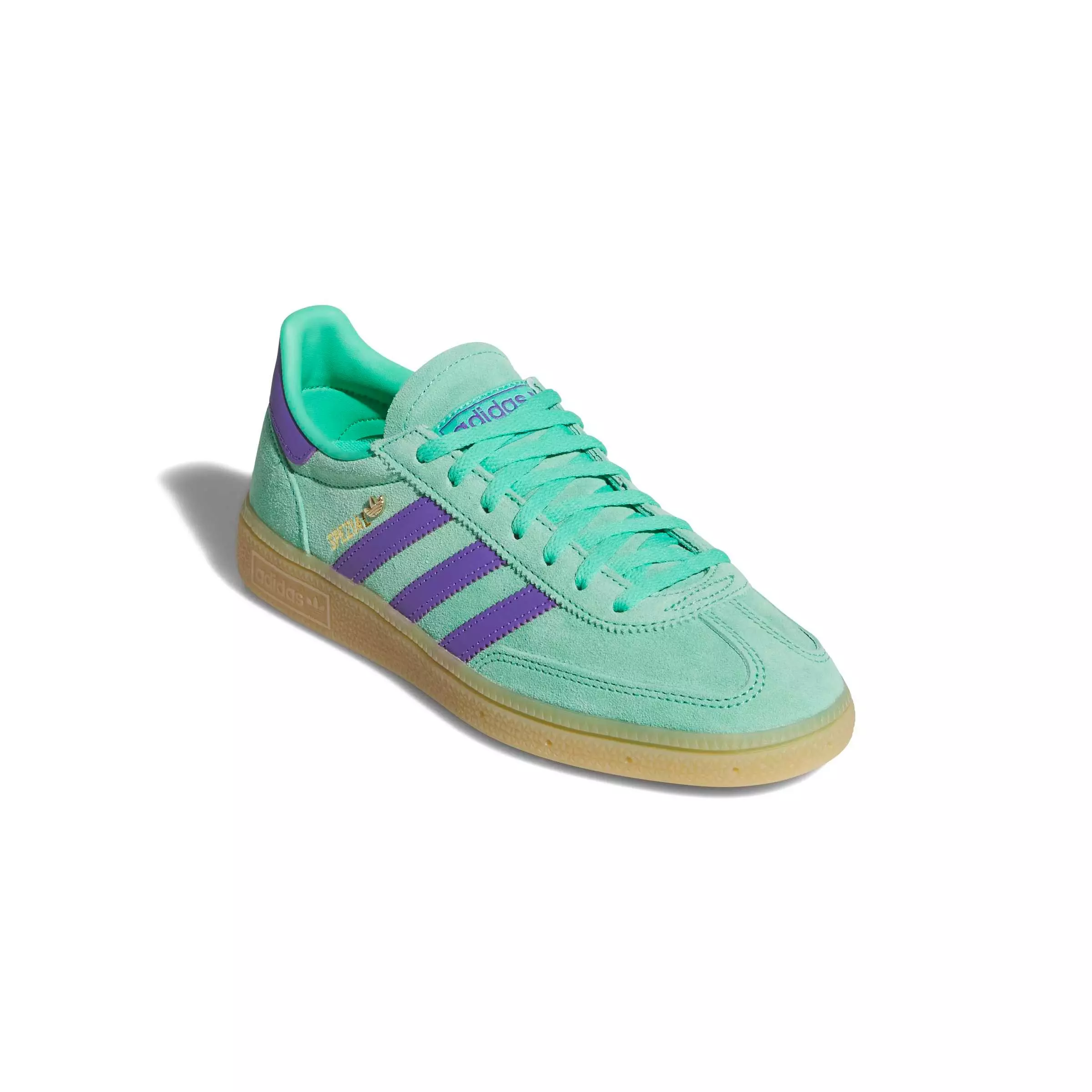 adidas Originals Handball Spezial "Hi-Res Green/Purple Rush/Gold Metallic" Women's Shoe - GREEN/PURPLE/GOLD