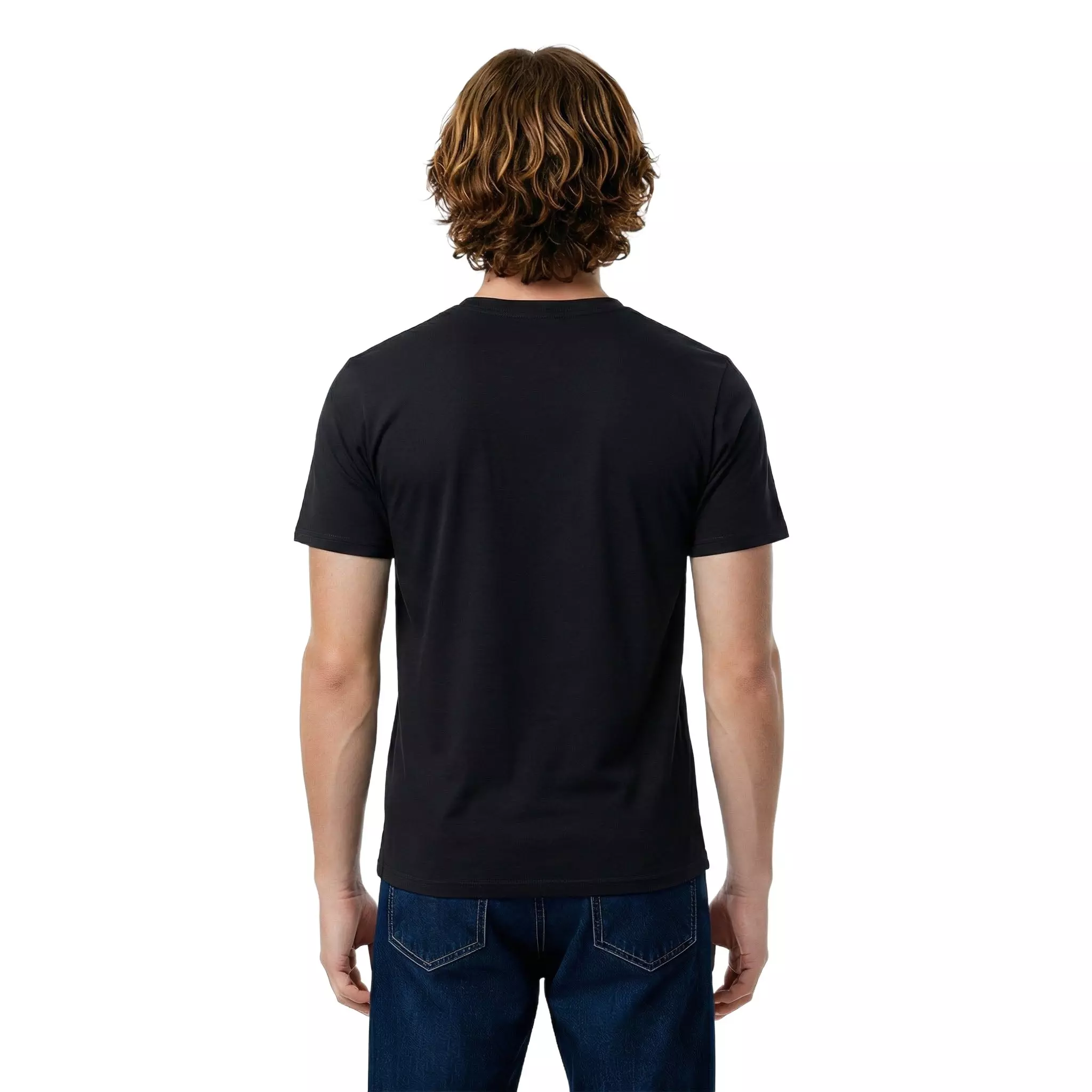 L/AB c/o Off-White Men's Horizontal Chest Logo Classic Crew Undershirt (3 Pack) - Black - BLACK