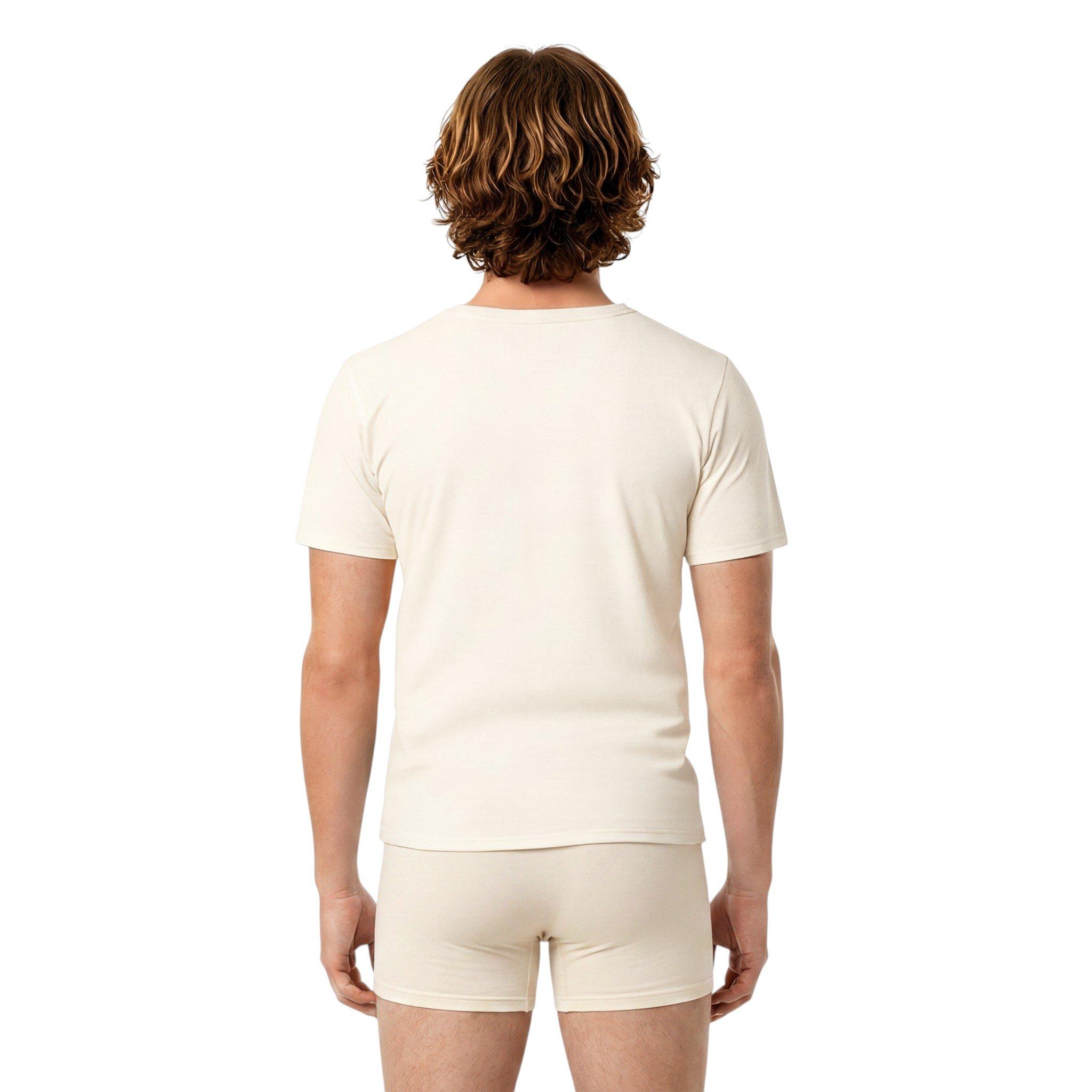 L/AB c/o Off-White Men's Horizontal Chest Logo Classic Undershirt (3 Pack) - Marshmallow/Birch/Grey - MARSHMALLOW/BIRCH/GREY