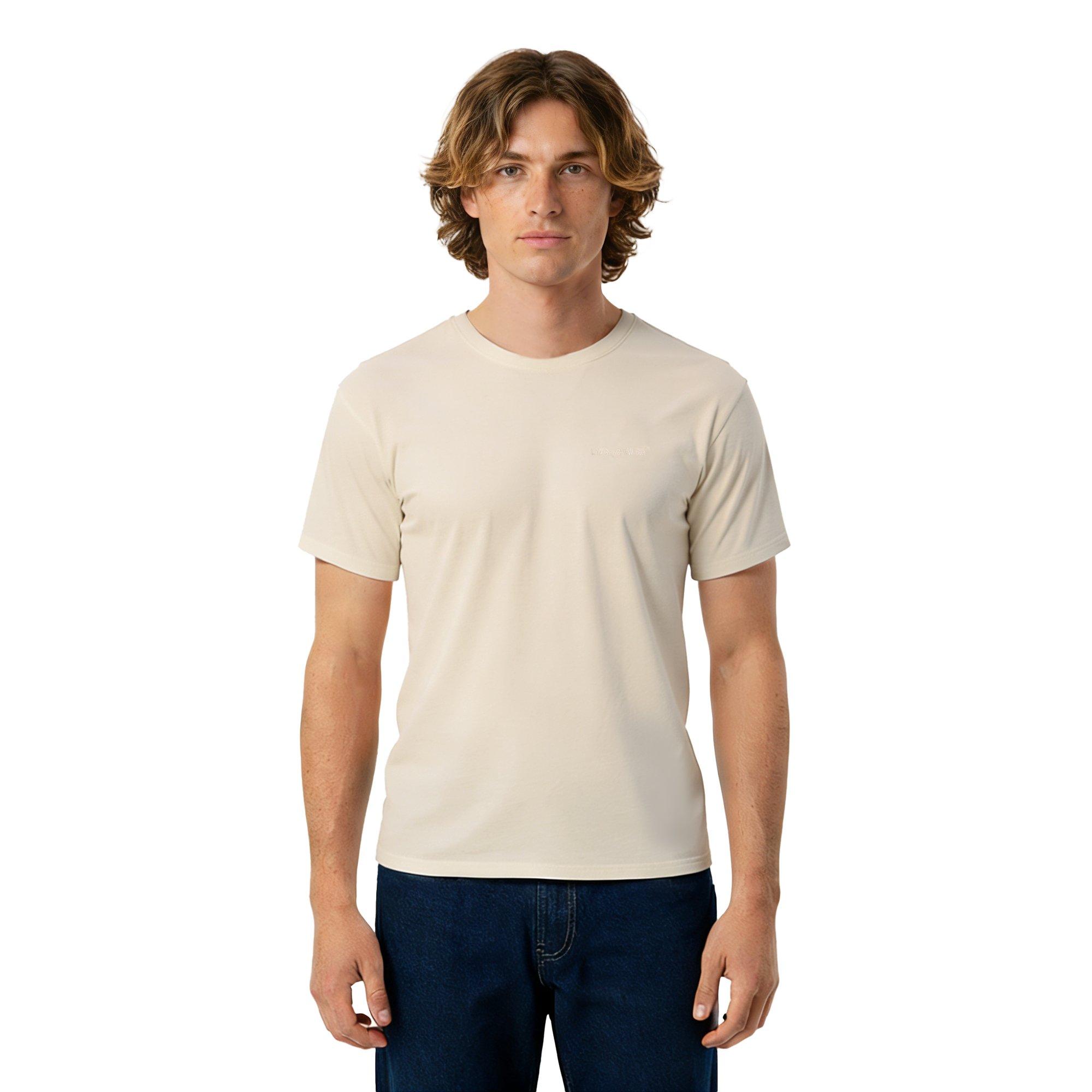 L/AB c/o Off-White Men's Horizontal Chest Logo Classic Undershirt (3 Pack) - Marshmallow/Birch/Grey - MARSHMALLOW/BIRCH/GREY