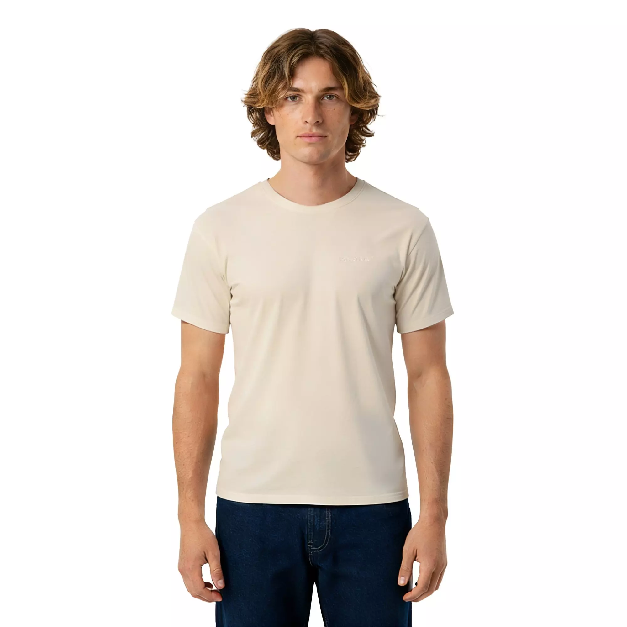 L/AB c/o Off-White Men's Horizontal Chest Logo Classic Undershirt (3 Pack) - Marshmallow/Birch/Grey - MARSHMALLOW/BIRCH/GREY