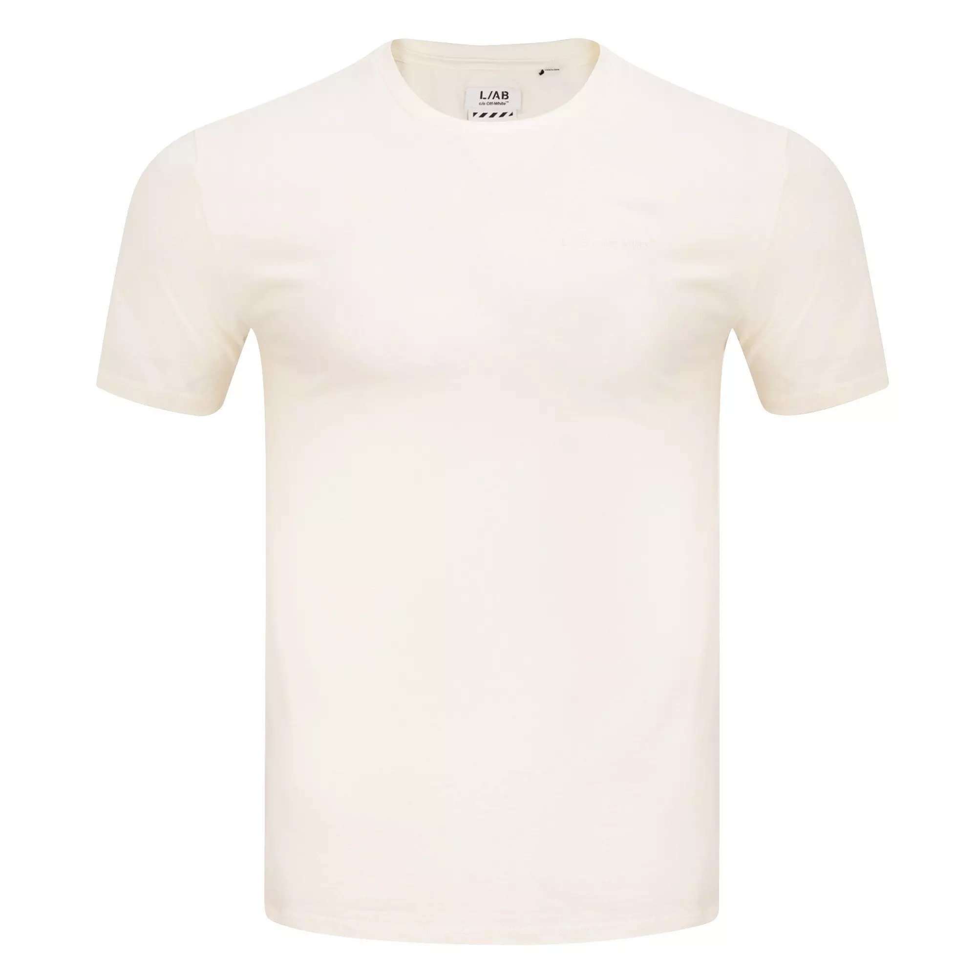 L/AB c/o Off-White Men's Horizontal Chest Logo Classic Undershirt (3 Pack) - Marshmallow/Birch/Grey - MARSHMALLOW/BIRCH/GREY