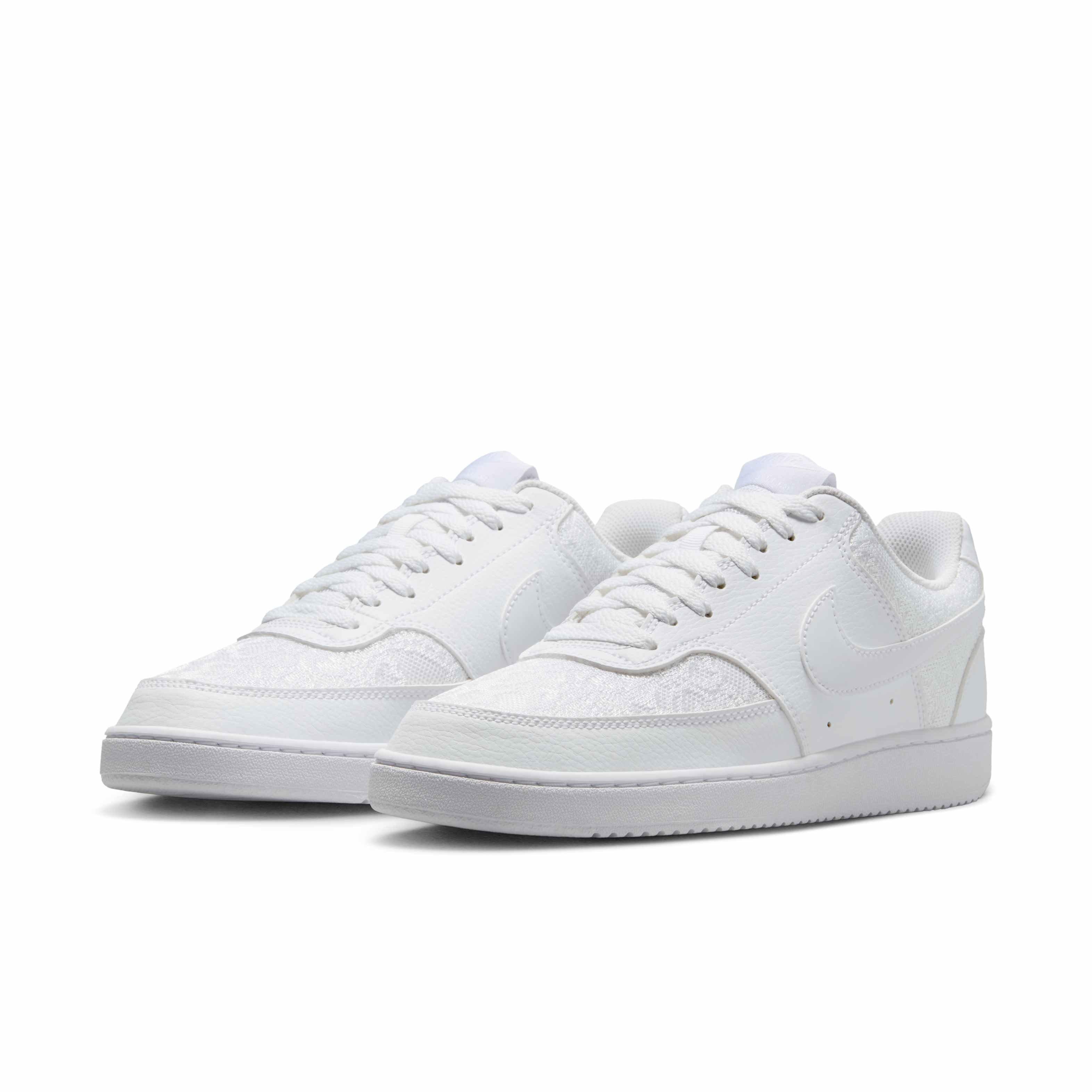 Nike Court Vision Low "White/White/White" Women's Shoe - WHITE/WHITE/WHITE Thumbnail View 3