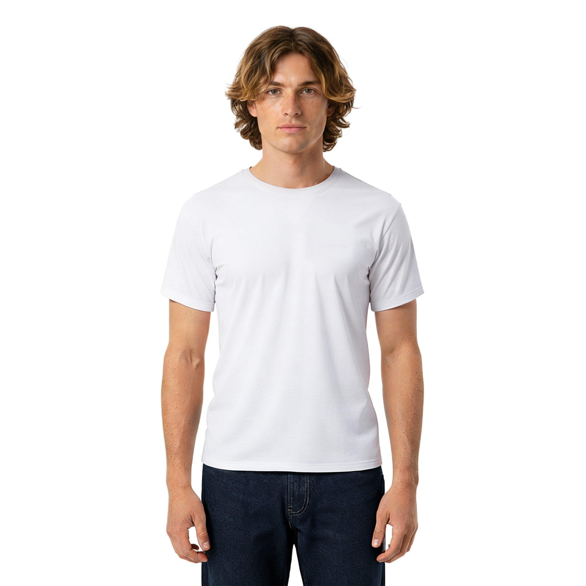 L/AB c/o Off-White Men's Horizontal Chest Logo Classic Crew Undershirt (3 Pack) - White - WHITE