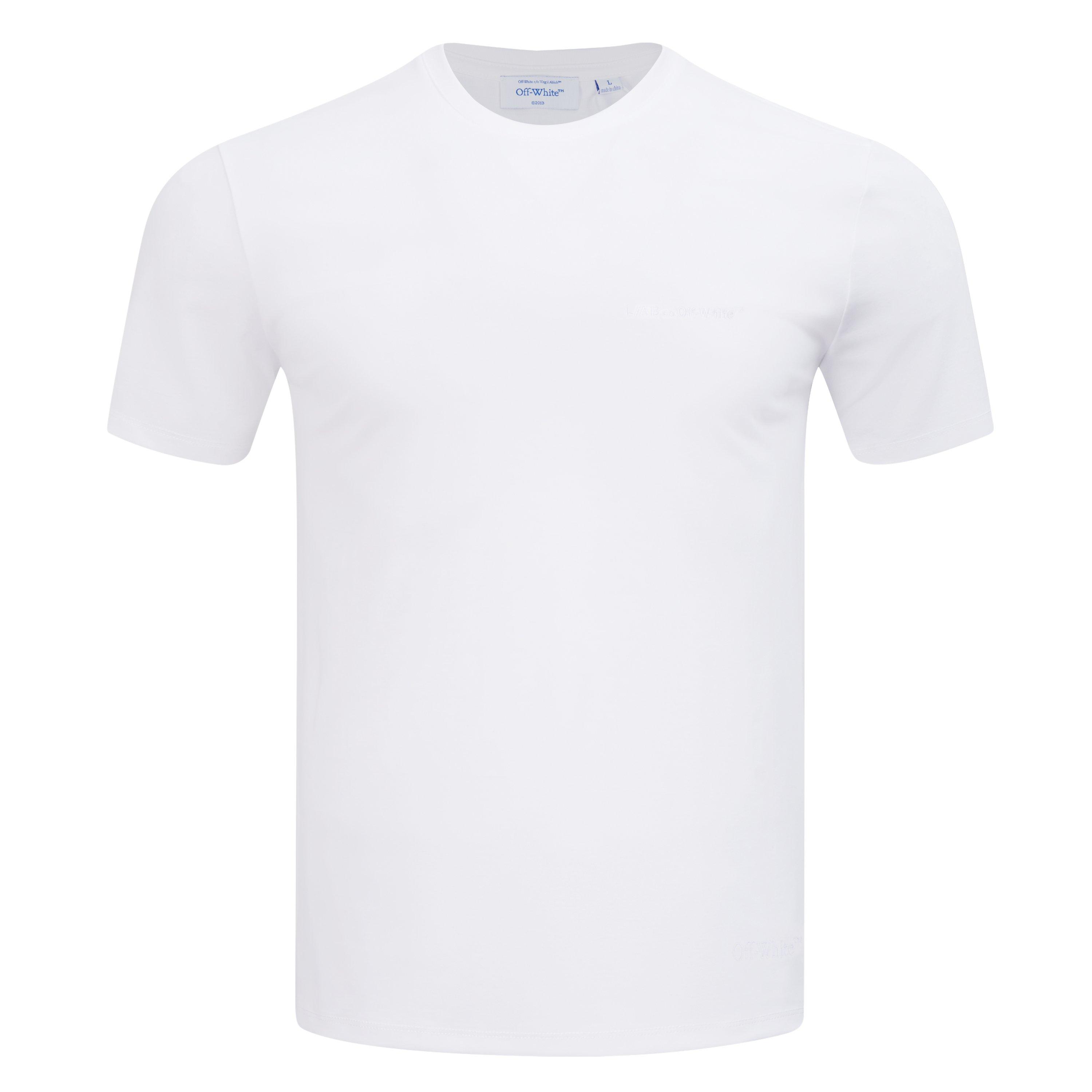 L/AB c/o Off-White Men's Horizontal Chest Logo Classic Crew Undershirt (3 Pack) - White - WHITE