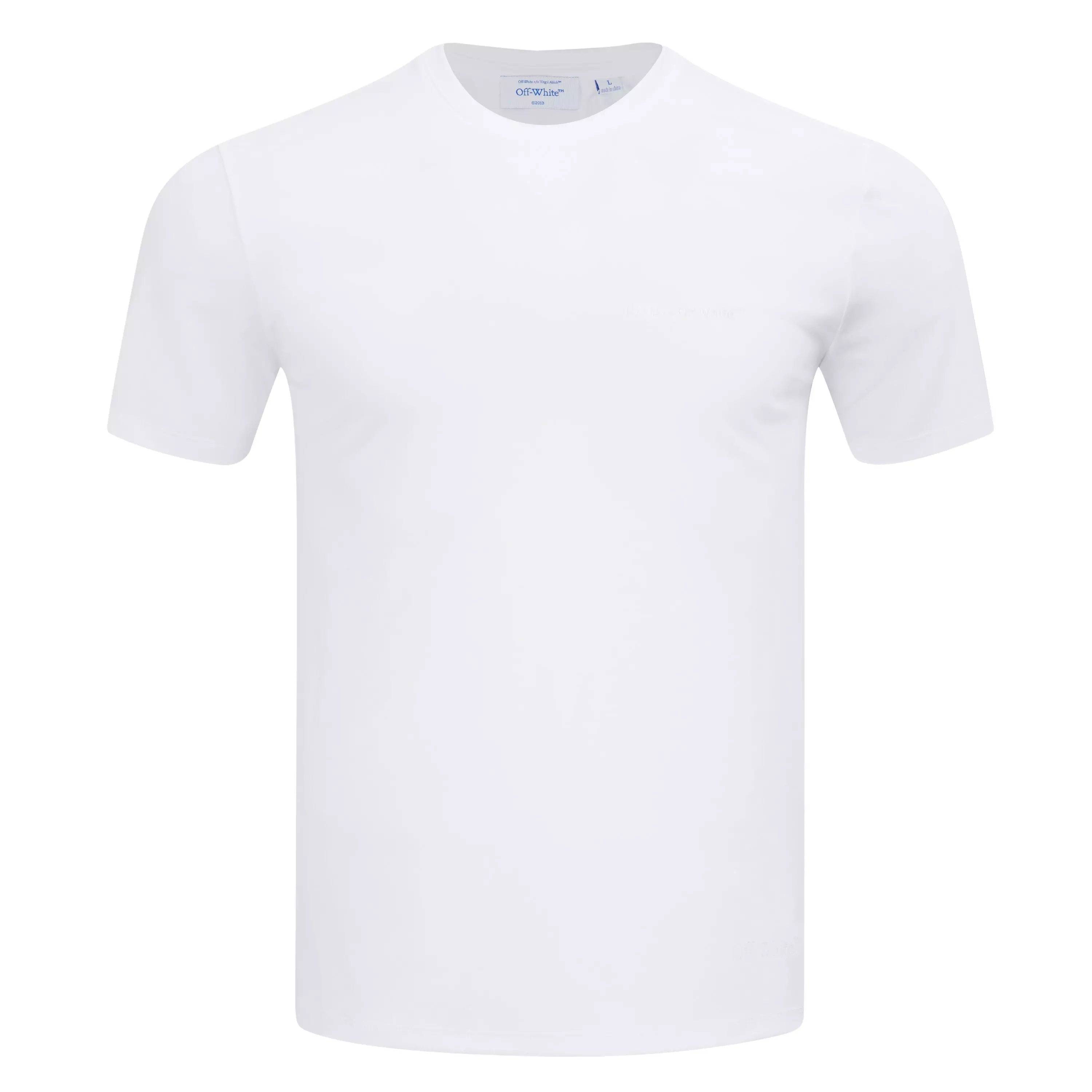 L/AB c/o Off-White Men's Horizontal Chest Logo Classic Crew Undershirt (3 Pack) - White - WHITE