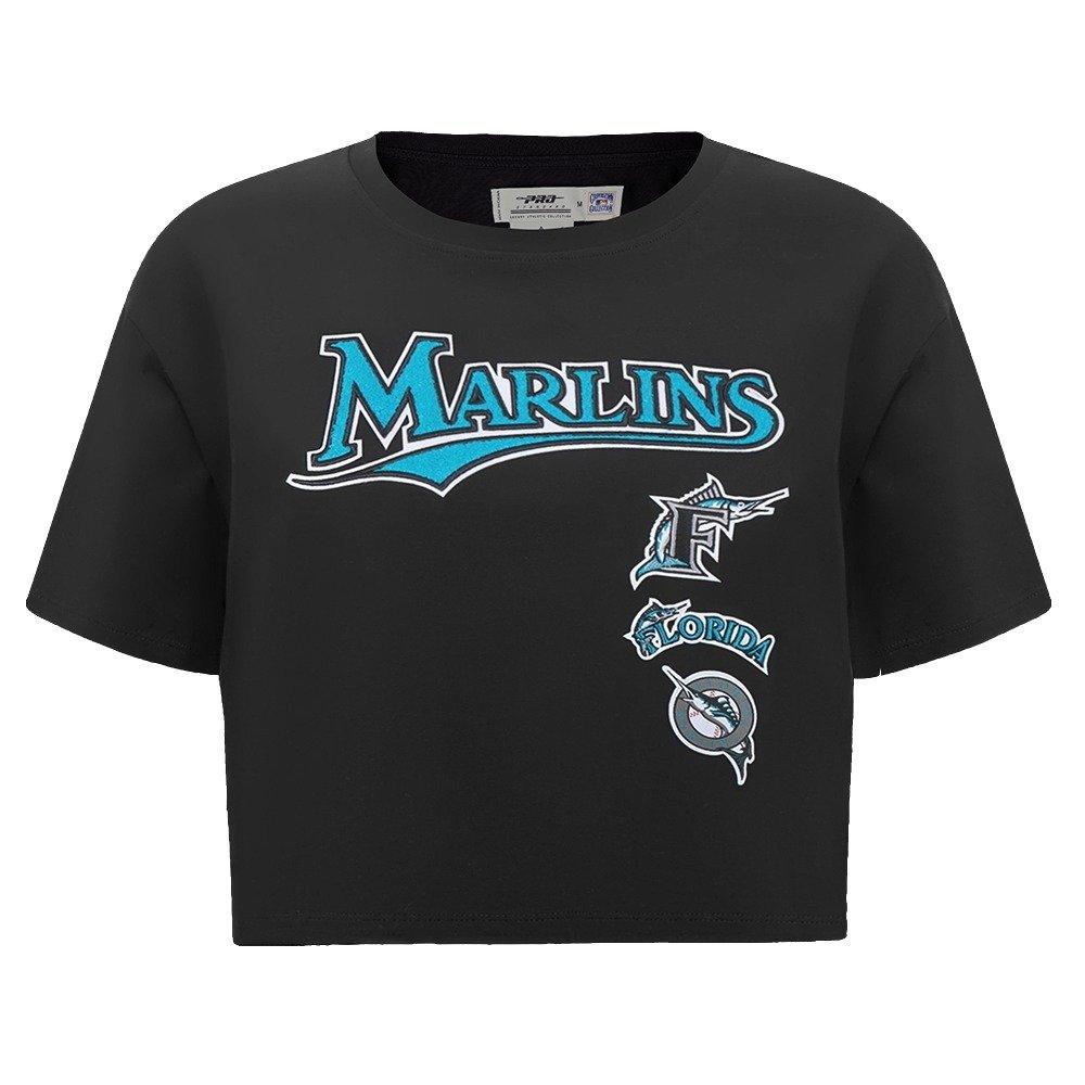 Pro Standard Women's Miami Marlins Retro Classic Boxy Tee - Black - BLACK Thumbnail View 1