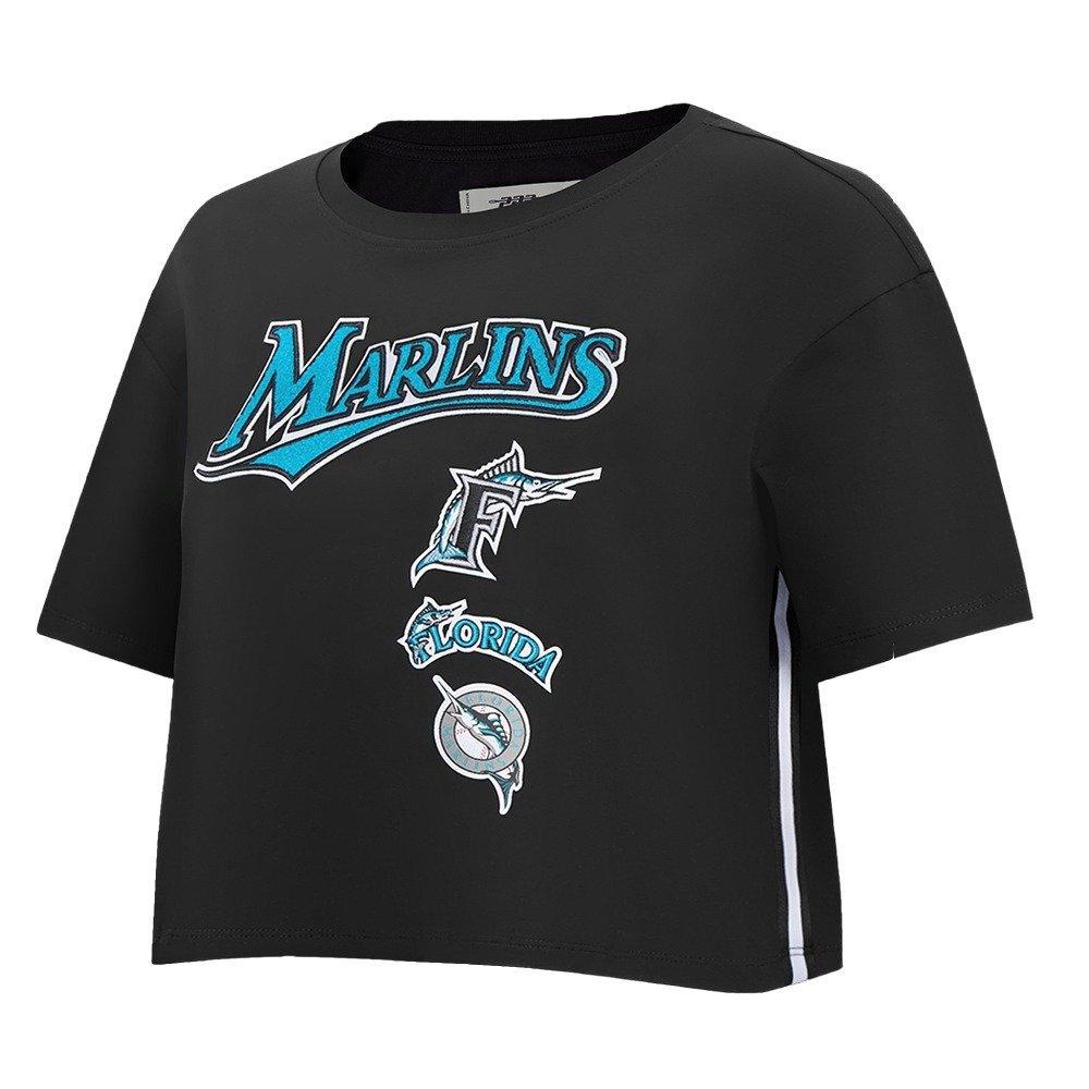 Pro Standard Women's Miami Marlins Retro Classic Boxy Tee - Black - BLACK Thumbnail View 3
