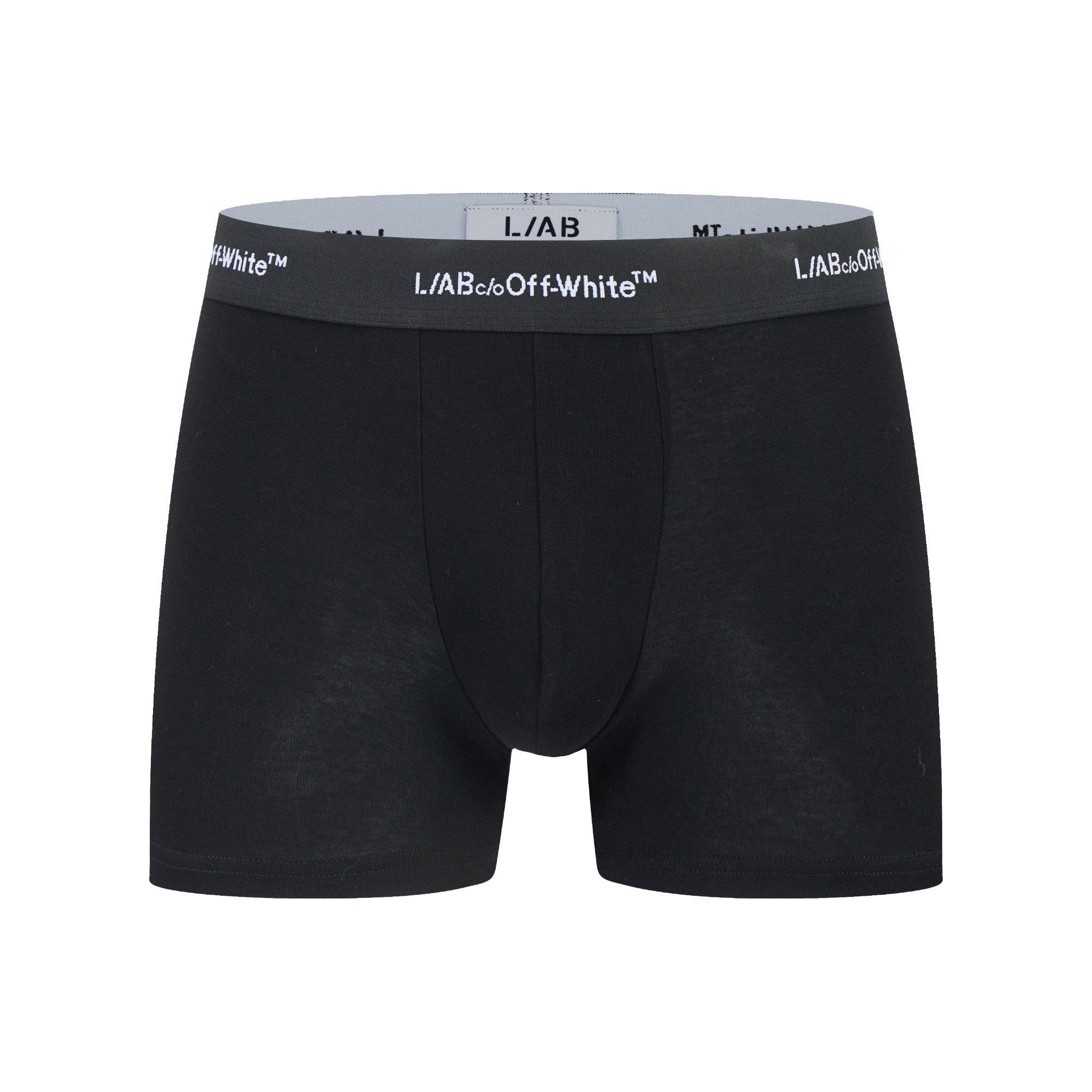 L/AB c/o Off-White Men's Horizontal Repeat 3" Trunk (3 Pack) - Black - BLACK
