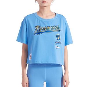 Pro Standard Women's Milwaukee Brewers Retro Classic Boxy Tee - University Blue