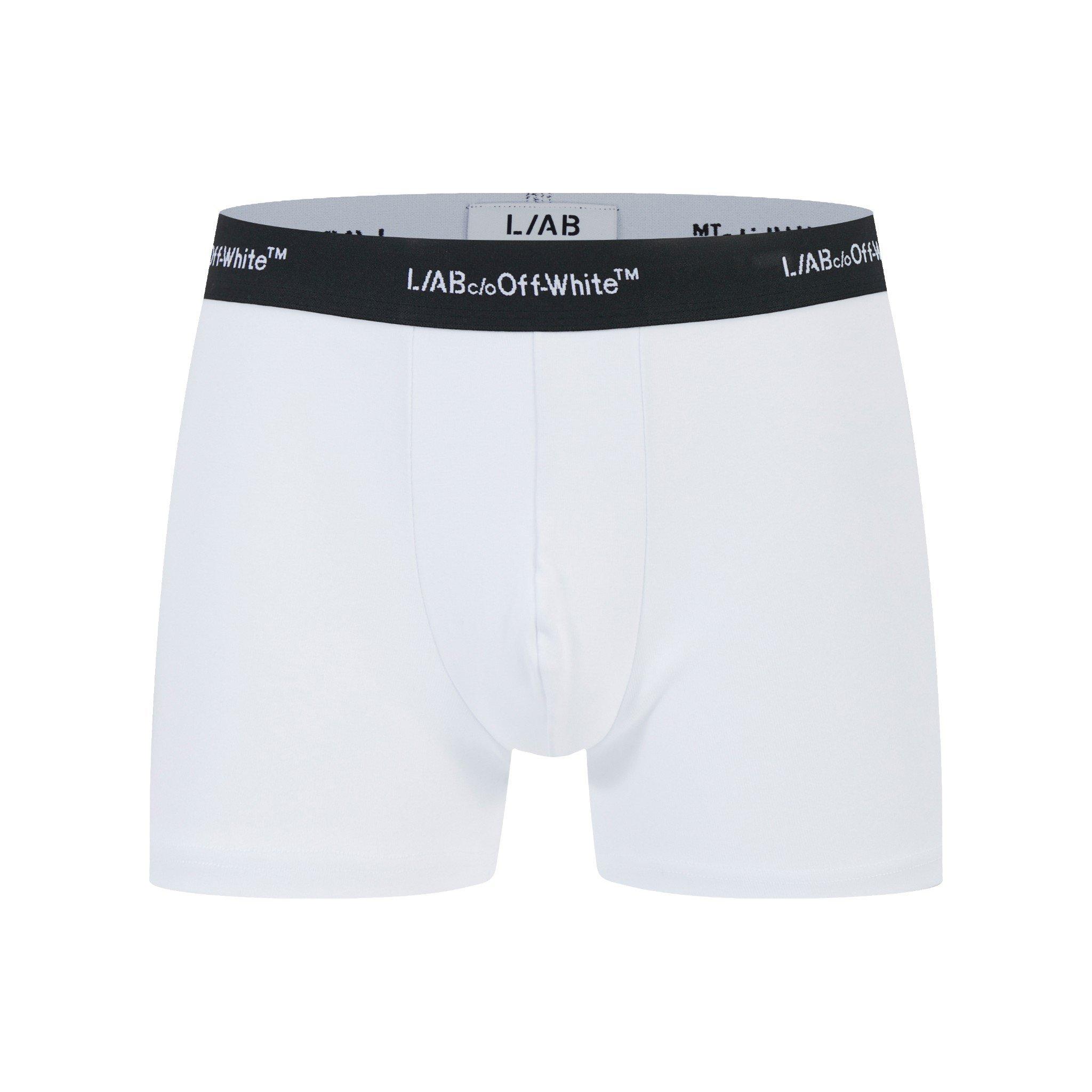 L/AB c/o Off-White Men's Horizontal Repeat 3" Trunk (3 Pack) - White - WHITE