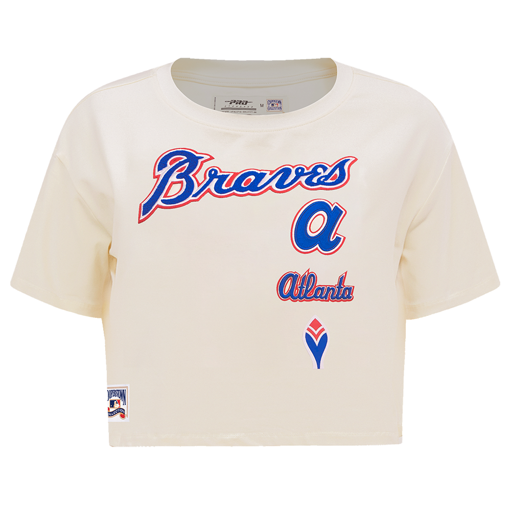 Pro Standard Women's Atlanta Braves Retro Classic Boxy Tee - Eggshell - EGGSHELL Thumbnail View 1
