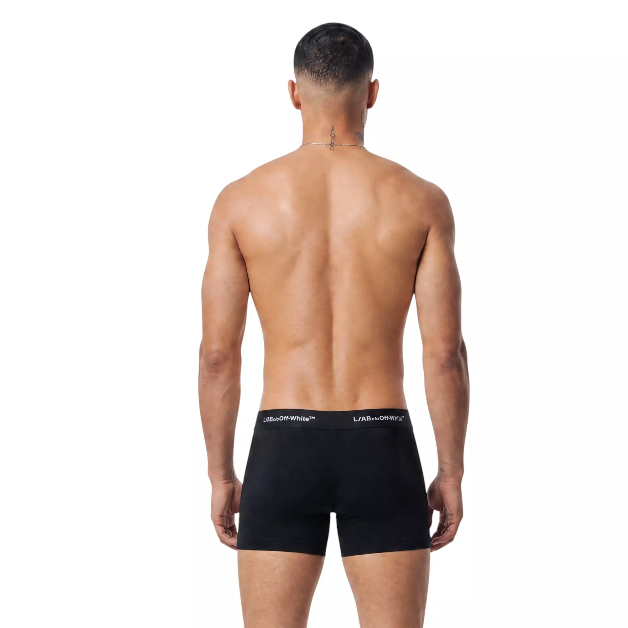 L/AB c/o Off-White Men's Horizontal Repeat 3" Trunk with Fly (3 Pack) - Black - BLACK