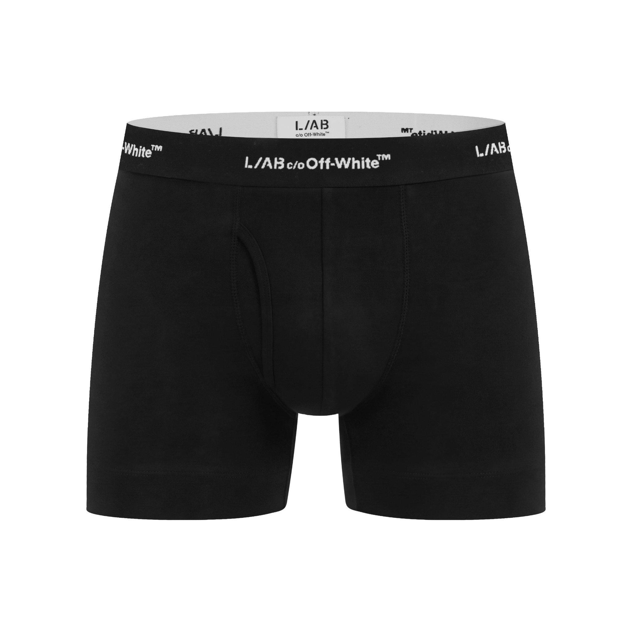 L/AB c/o Off-White Men's Horizontal Repeat 3" Trunk with Fly (3 Pack) - Black - BLACK