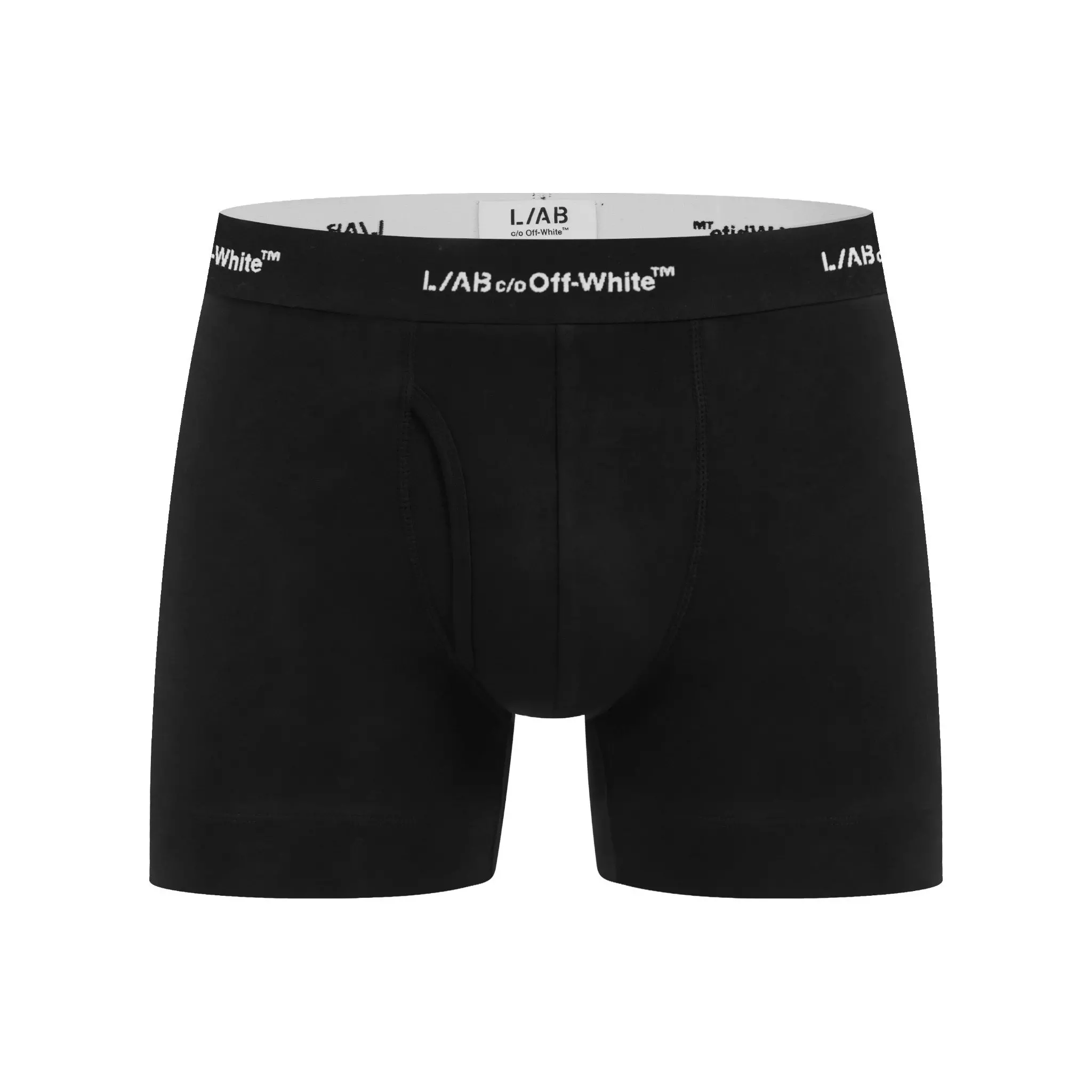 L/AB c/o Off-White Men's Horizontal Repeat 3" Trunk with Fly (3 Pack) - Black - BLACK