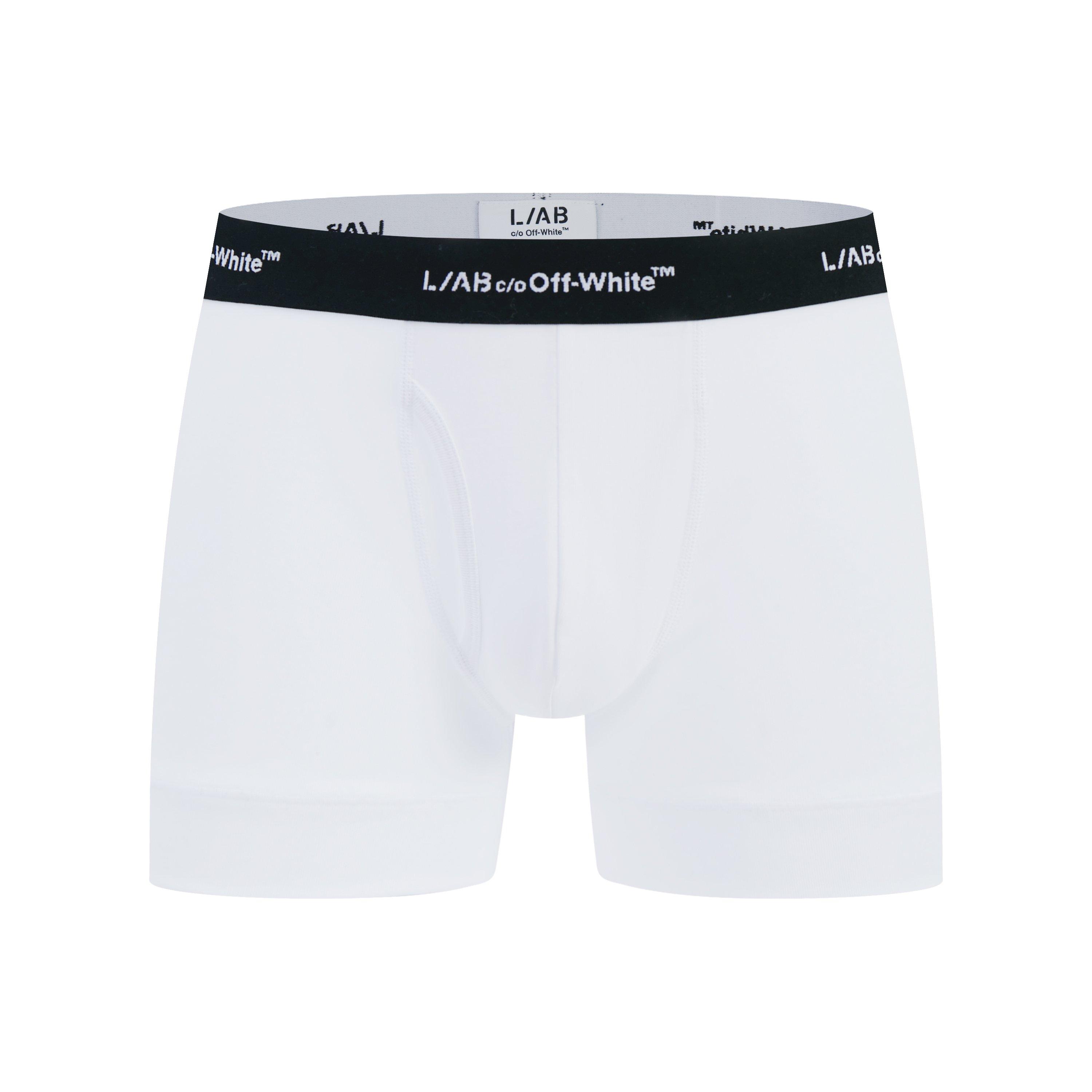 L/AB c/o Off-White Men's Horizontal Repeat 3" Trunk with Fly (3 Pack) - Black/White/Grey - BLACK/WHITE/GREY