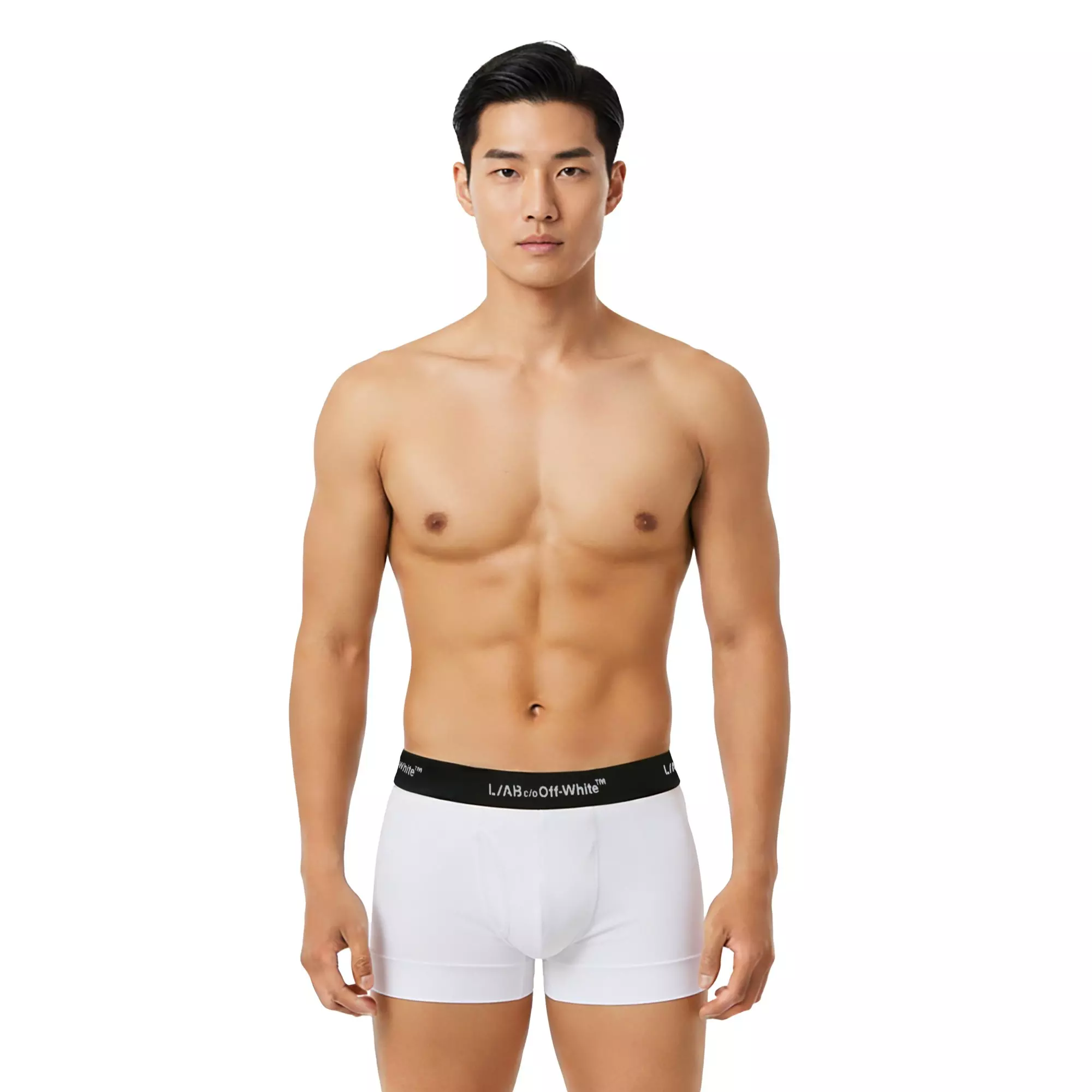 L/AB c/o Off-White Men's Horizontal Repeat 3" Trunk with Fly (3 Pack) - White - WHITE