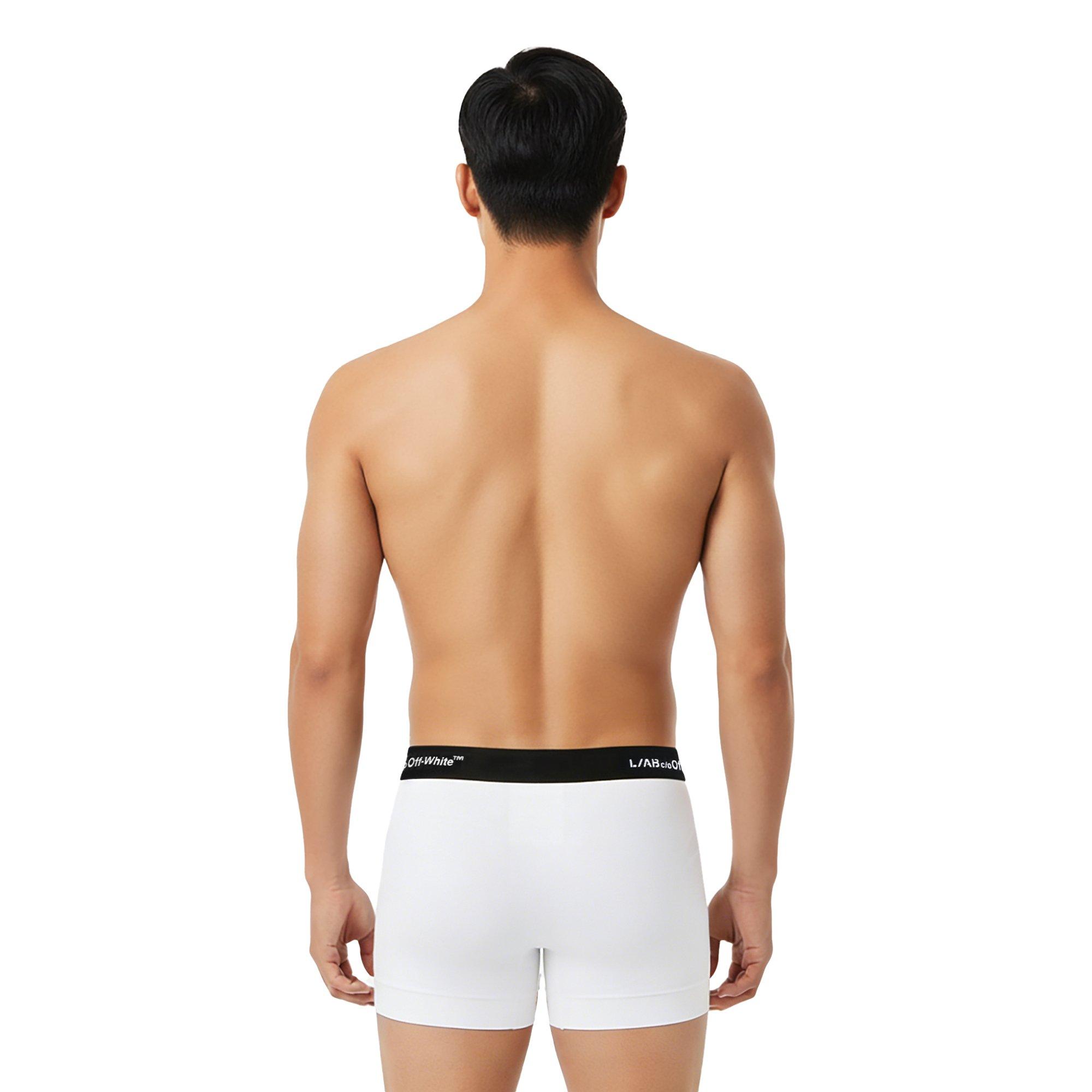 L/AB c/o Off-White Men's Horizontal Repeat 3" Trunk with Fly (3 Pack) - White - WHITE