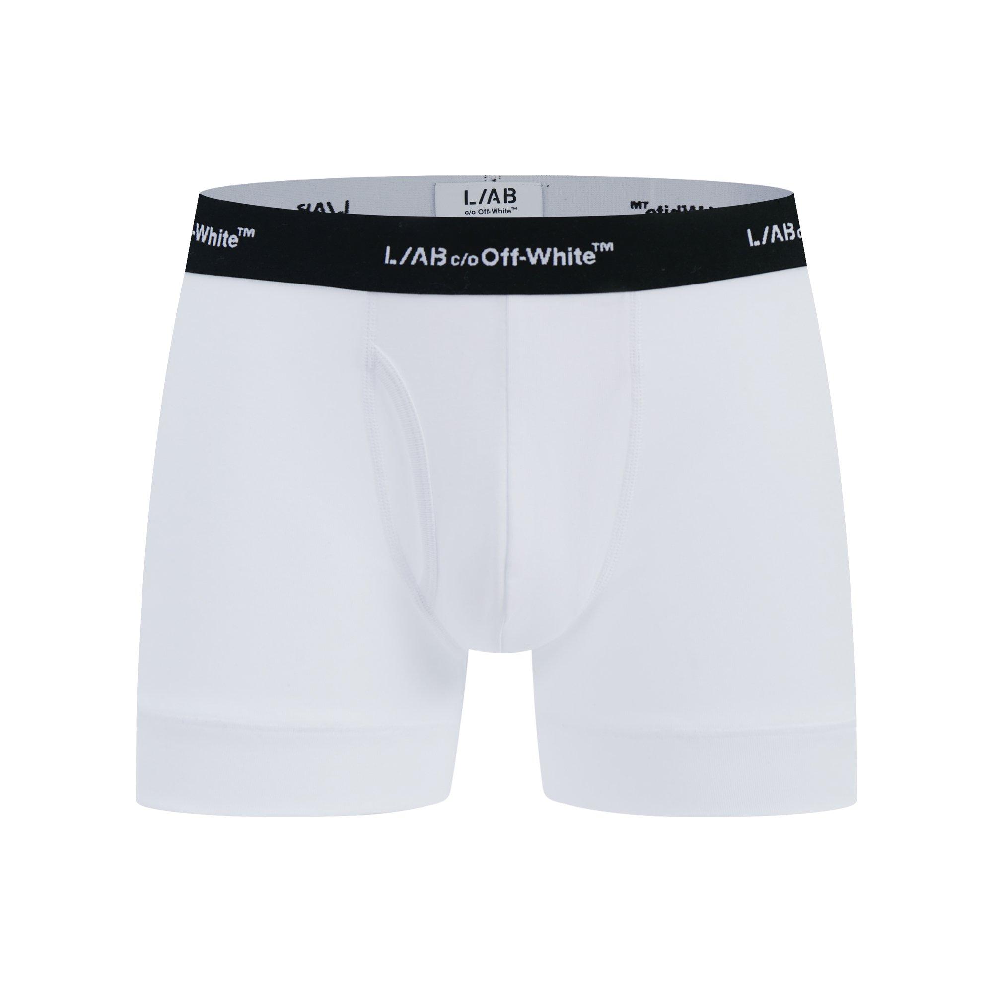 L/AB c/o Off-White Men's Horizontal Repeat 3" Trunk with Fly (3 Pack) - White - WHITE