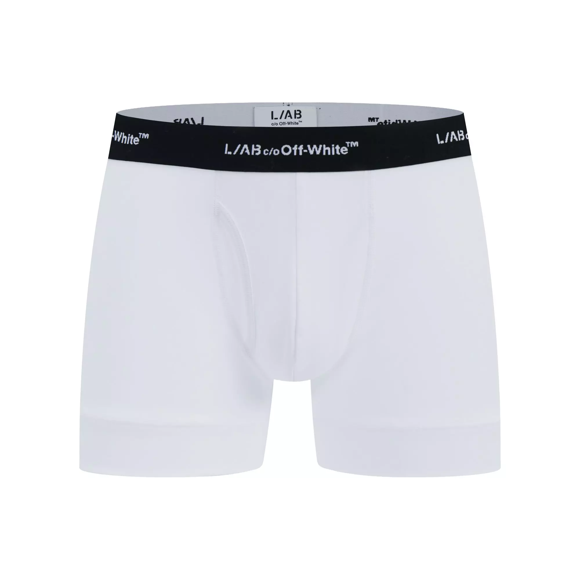 L/AB c/o Off-White Men's Horizontal Repeat 3" Trunk with Fly (3 Pack) - White - WHITE