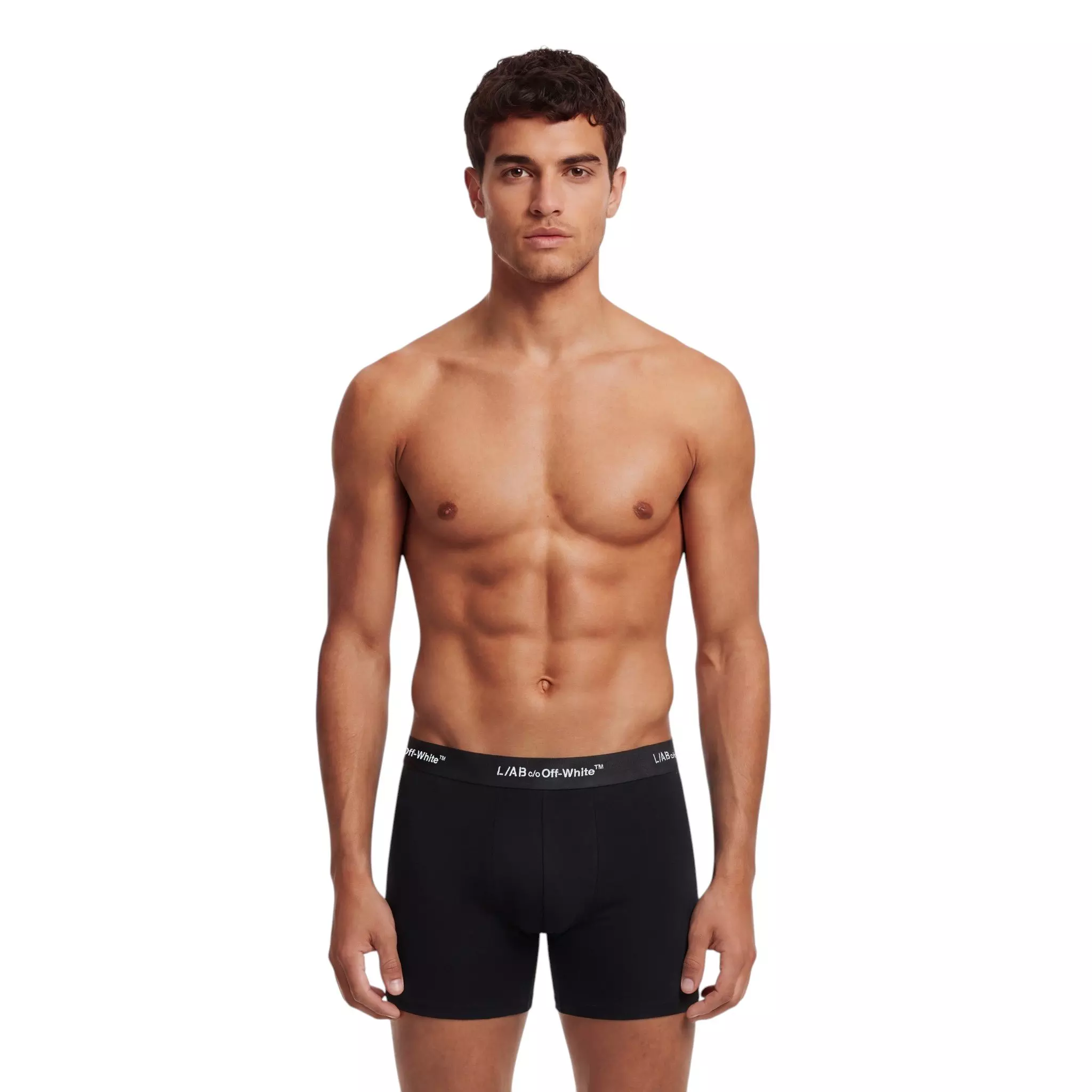 L/AB c/o Off-White Men's Horizontal Repeat 3" Trunk With Fly (3 Pack) - Black - BLACK