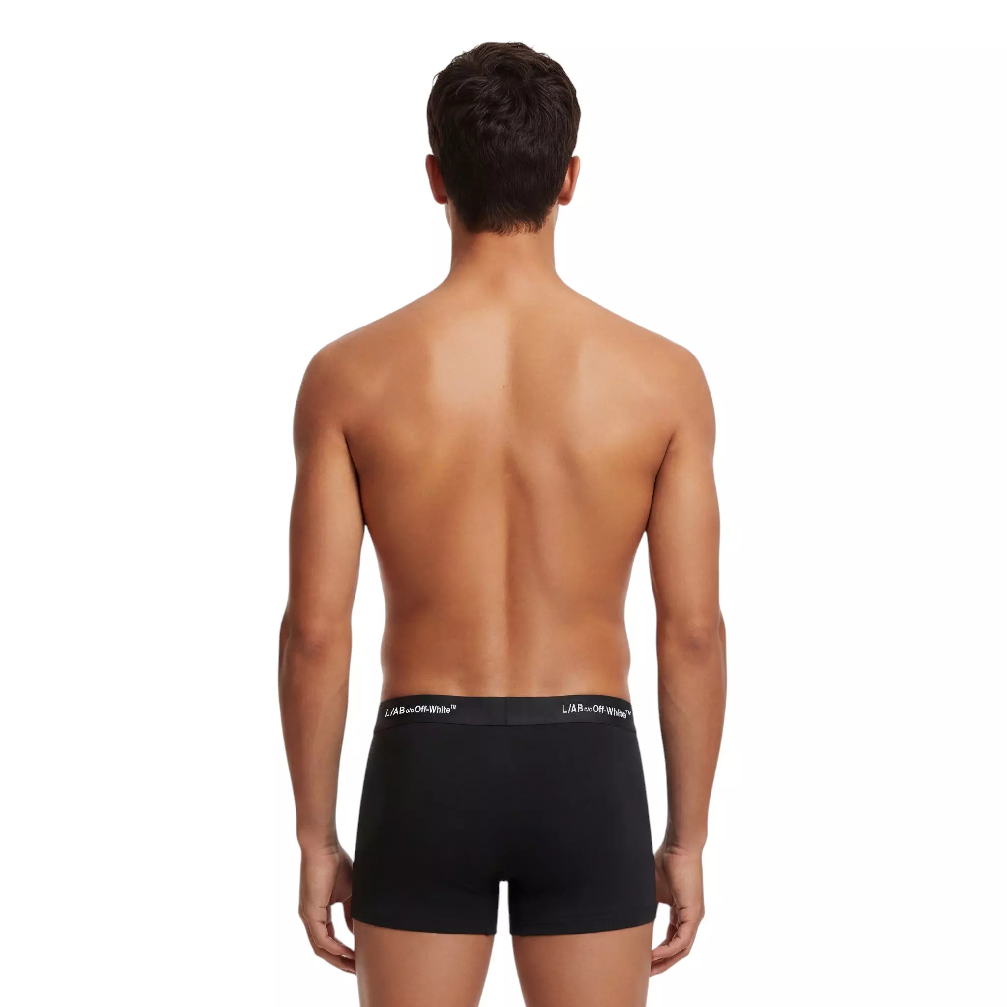 L/AB c/o Off-White Men's Horizontal Repeat 3" Trunk With Fly (3 Pack) - Black - BLACK