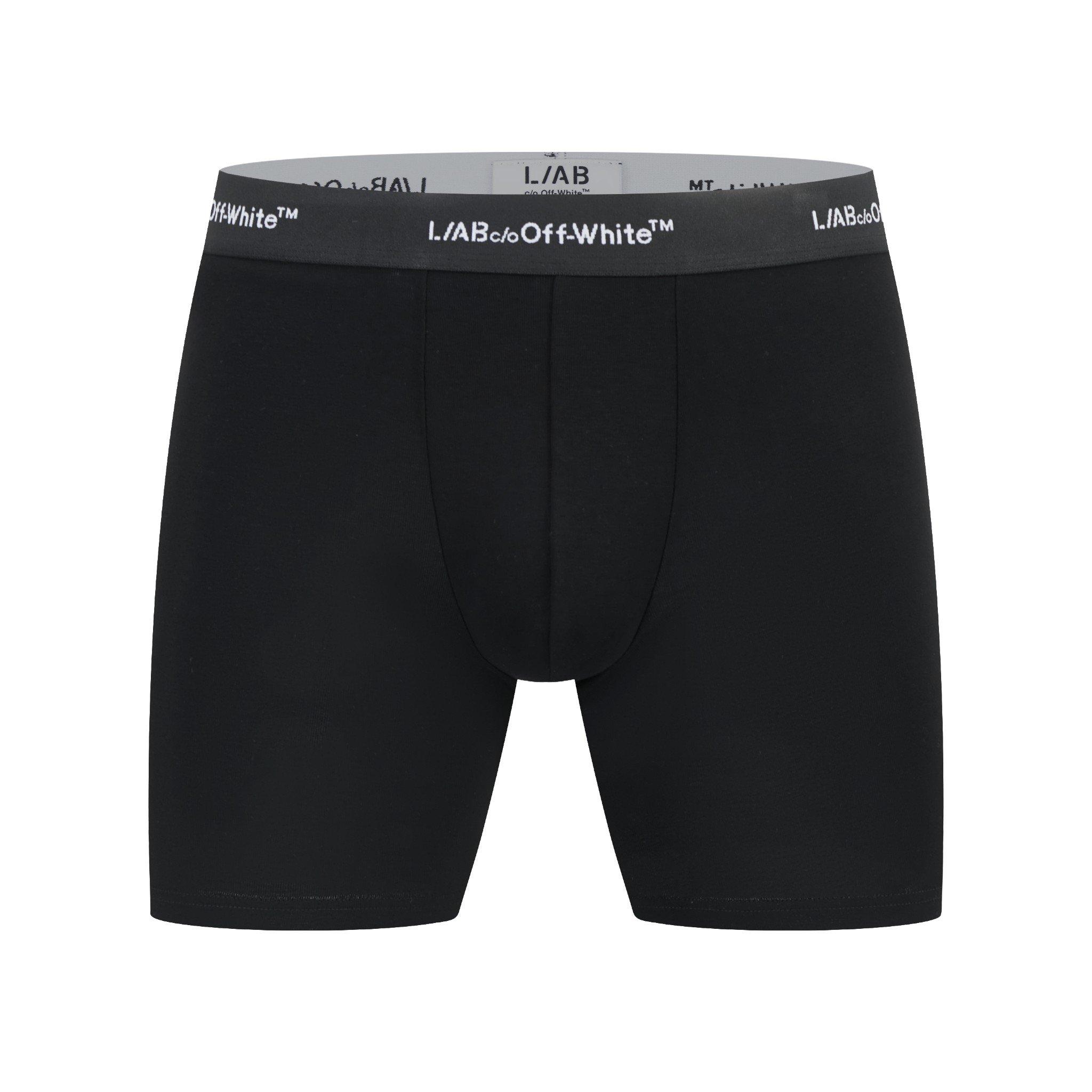 L/AB c/o Off-White Men's Horizontal Repeat 3" Trunk With Fly (3 Pack) - Black - BLACK