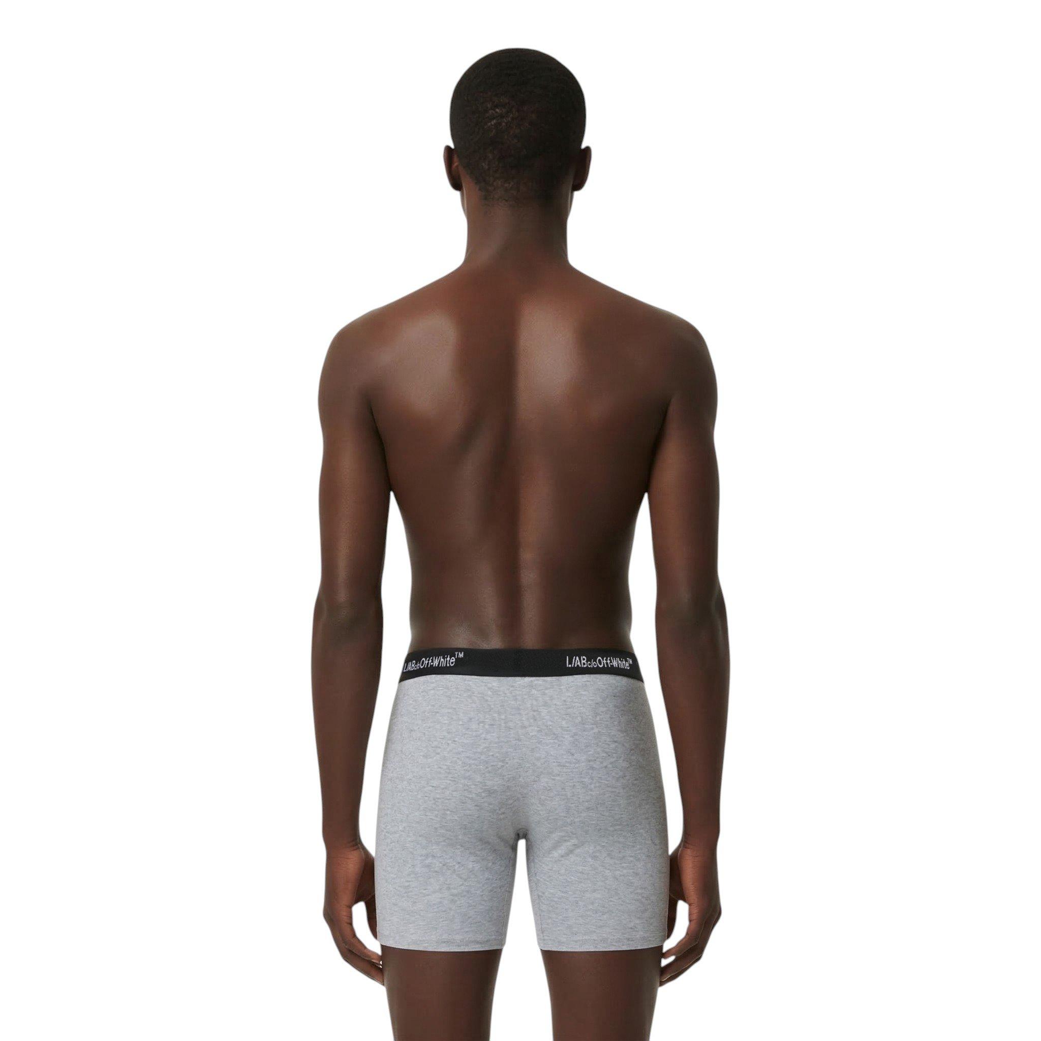 L/AB c/o Off-White Men's Horizontal Repeat 3" Trunk With Fly (3 Pack) - Black/White/Grey - BLACK/WHITE/GREY