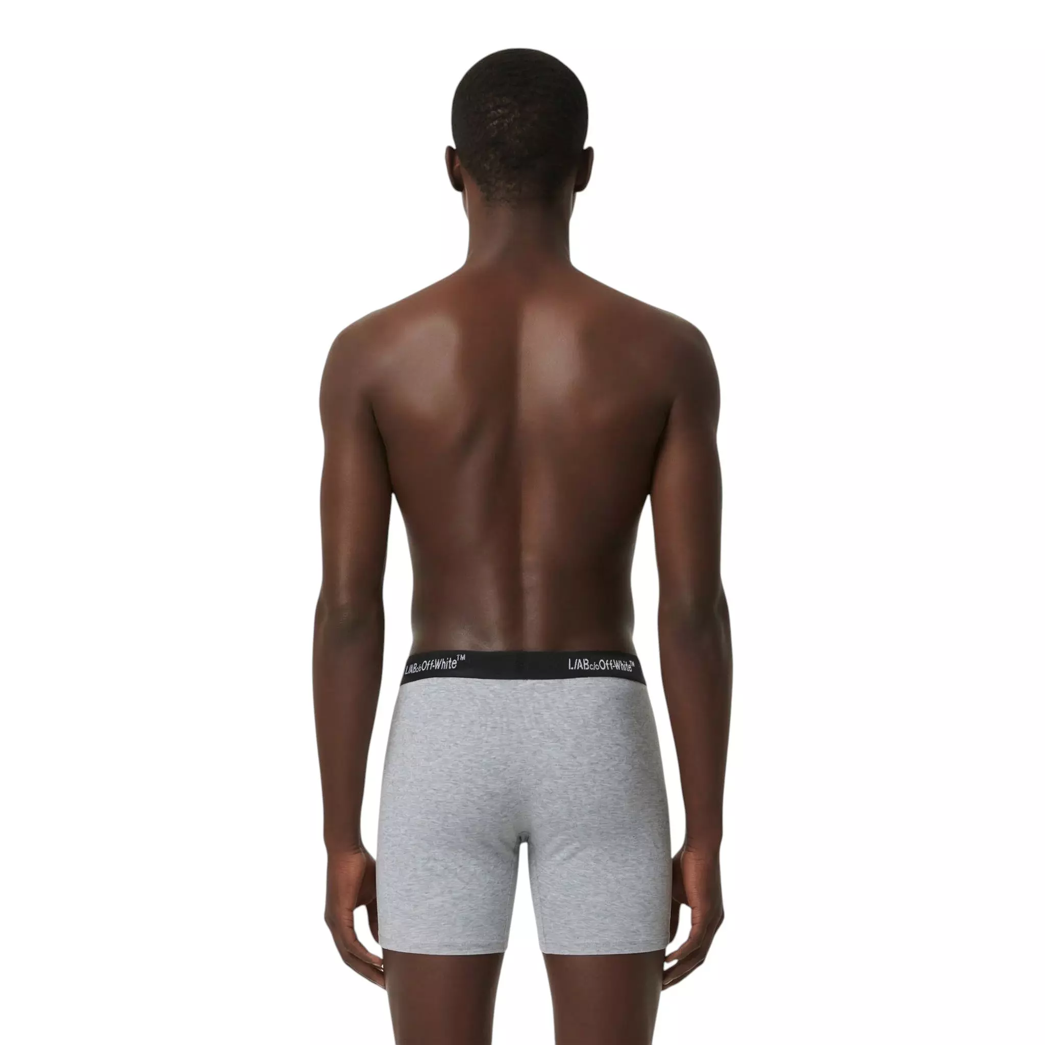 L/AB c/o Off-White Men's Horizontal Repeat 3" Trunk With Fly (3 Pack) - Black/White/Grey - BLACK/WHITE/GREY