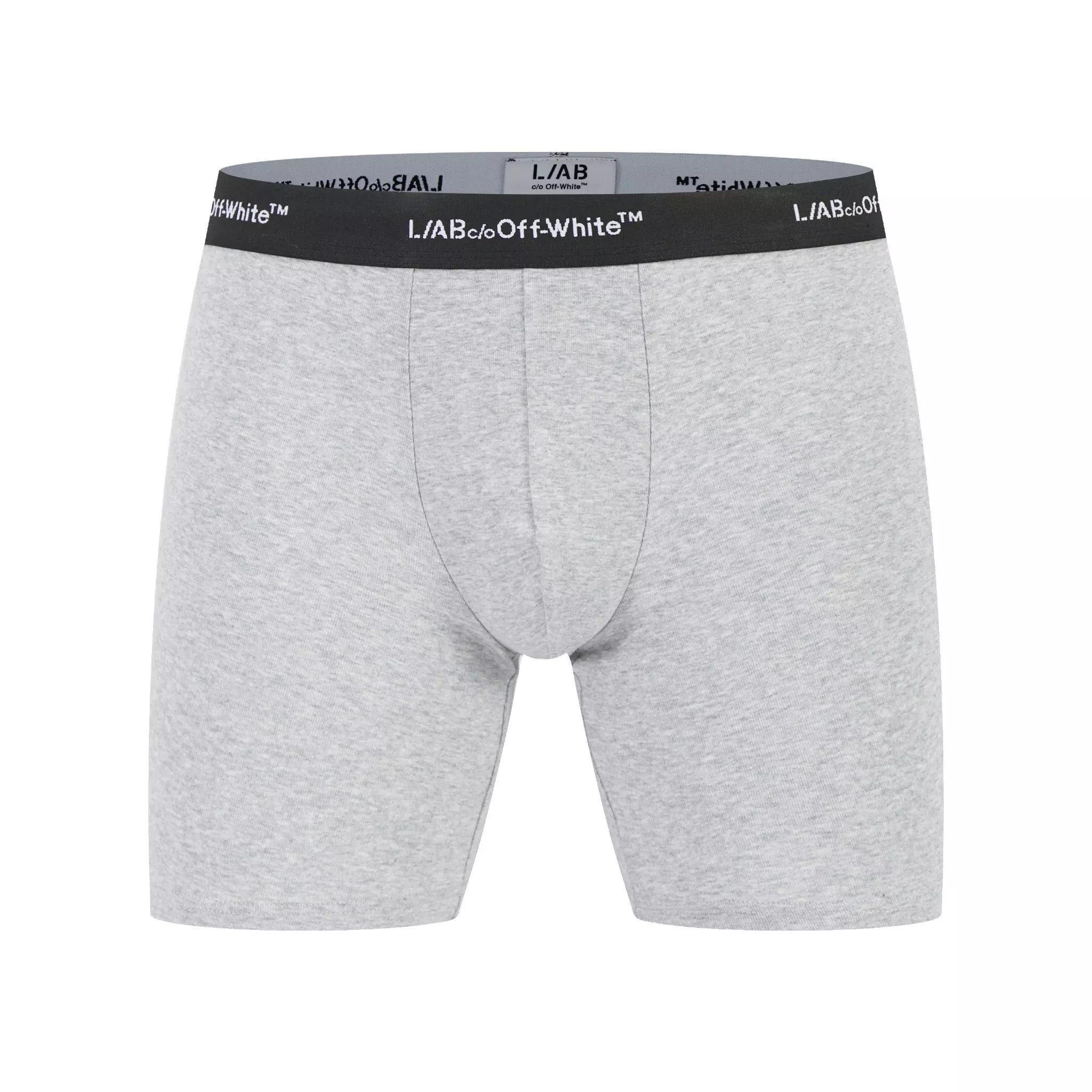 L/AB c/o Off-White Men's Horizontal Repeat 3" Trunk With Fly (3 Pack) - Black/White/Grey - BLACK/WHITE/GREY